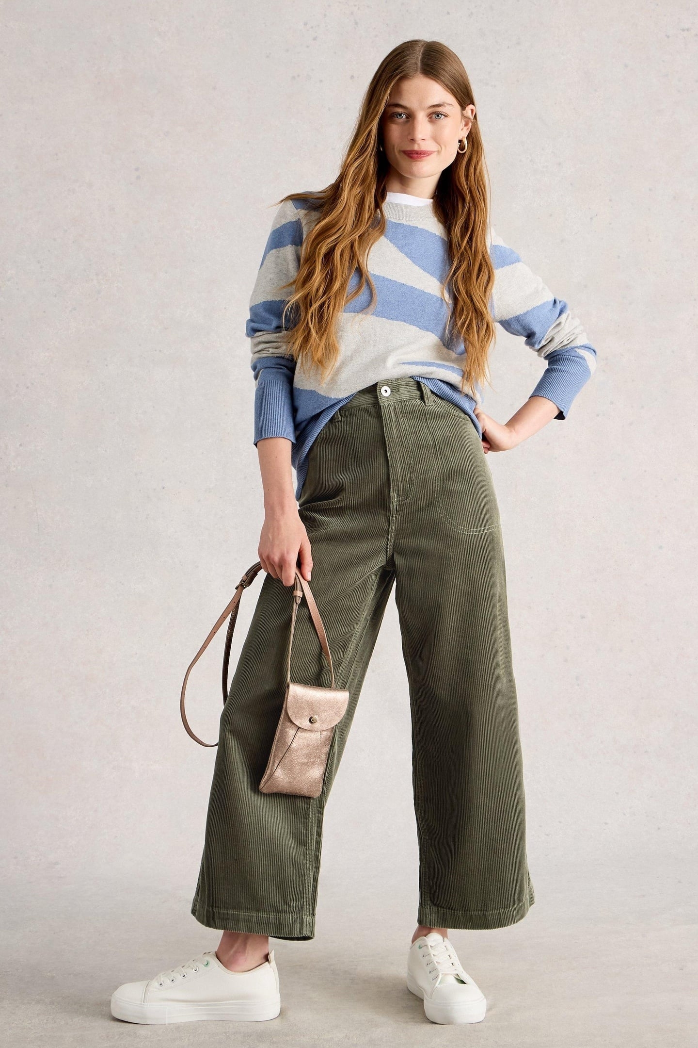 TIA CORD WIDE LEG CROP MID GREEN 1