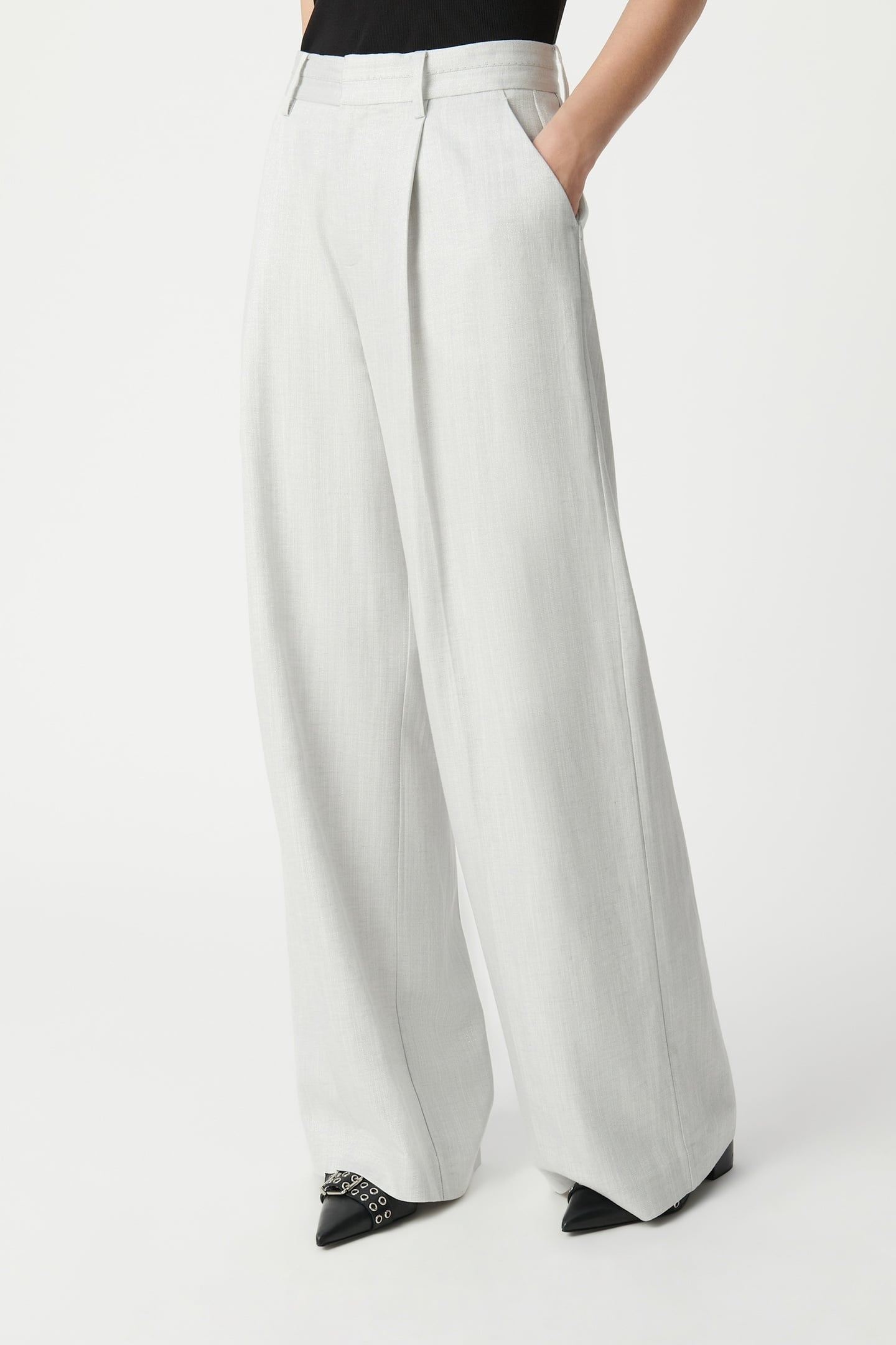 WIDE-LEG GRAY SEQUINED SUIT PANTS 3