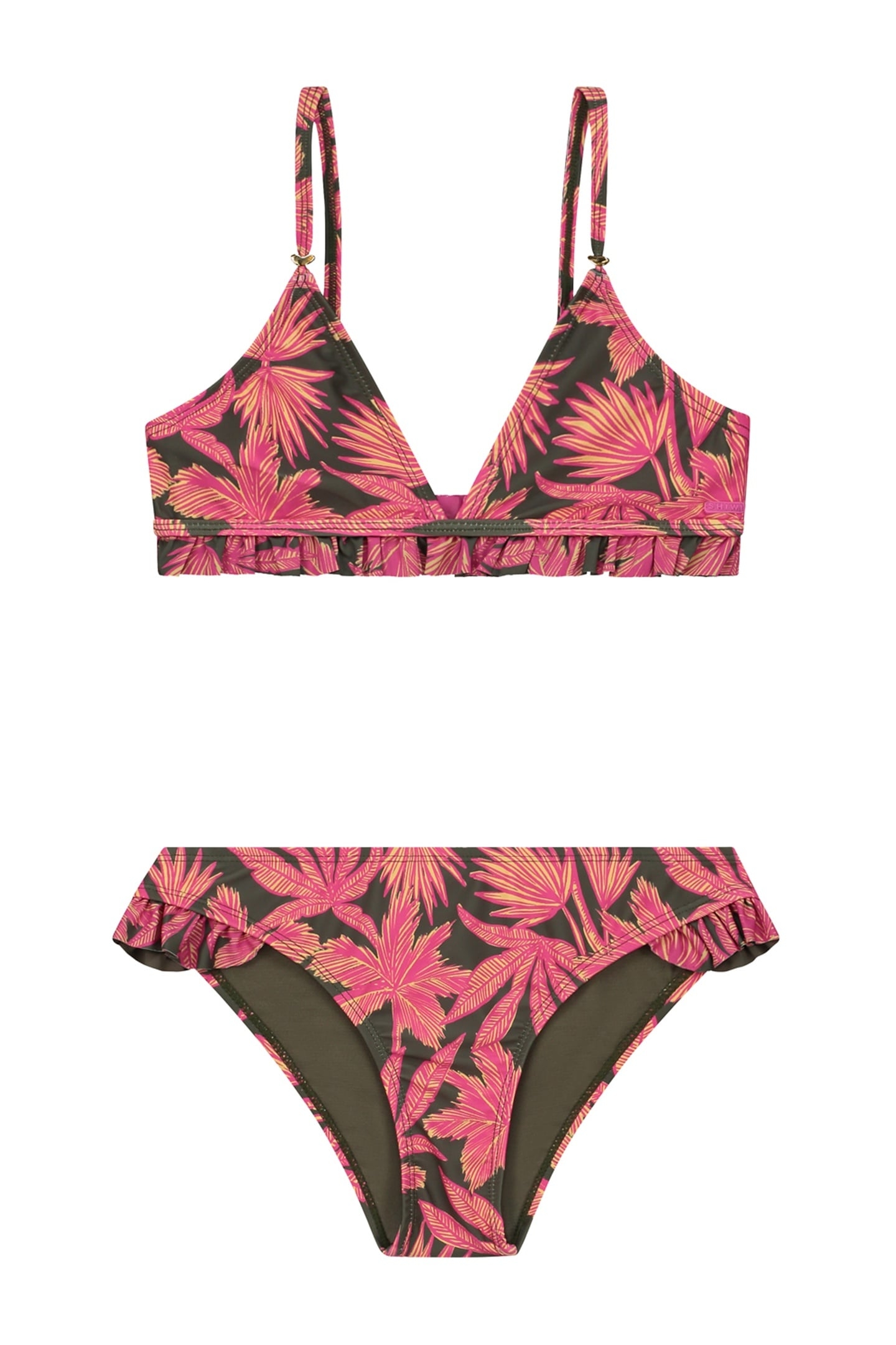 GIRLS ROSIE BIKINI SET PALM LEAVES FOREST GREEN LEAVES 1