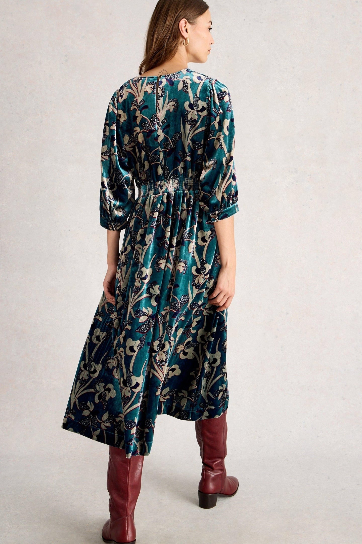 LUCY VELVET DRESS BLUE MULTI 3