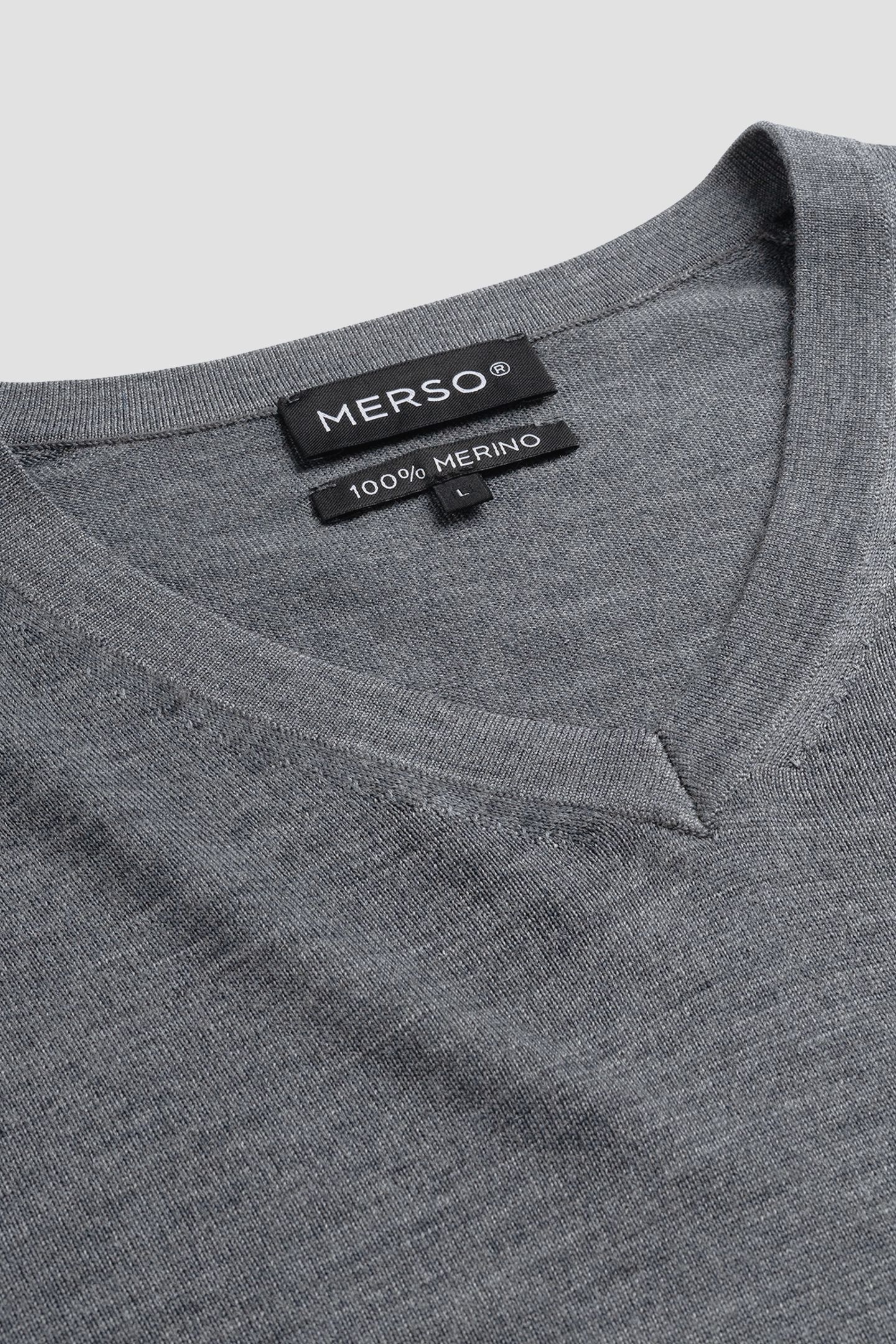 V-NECK 100% MERINO STORM GREY 3