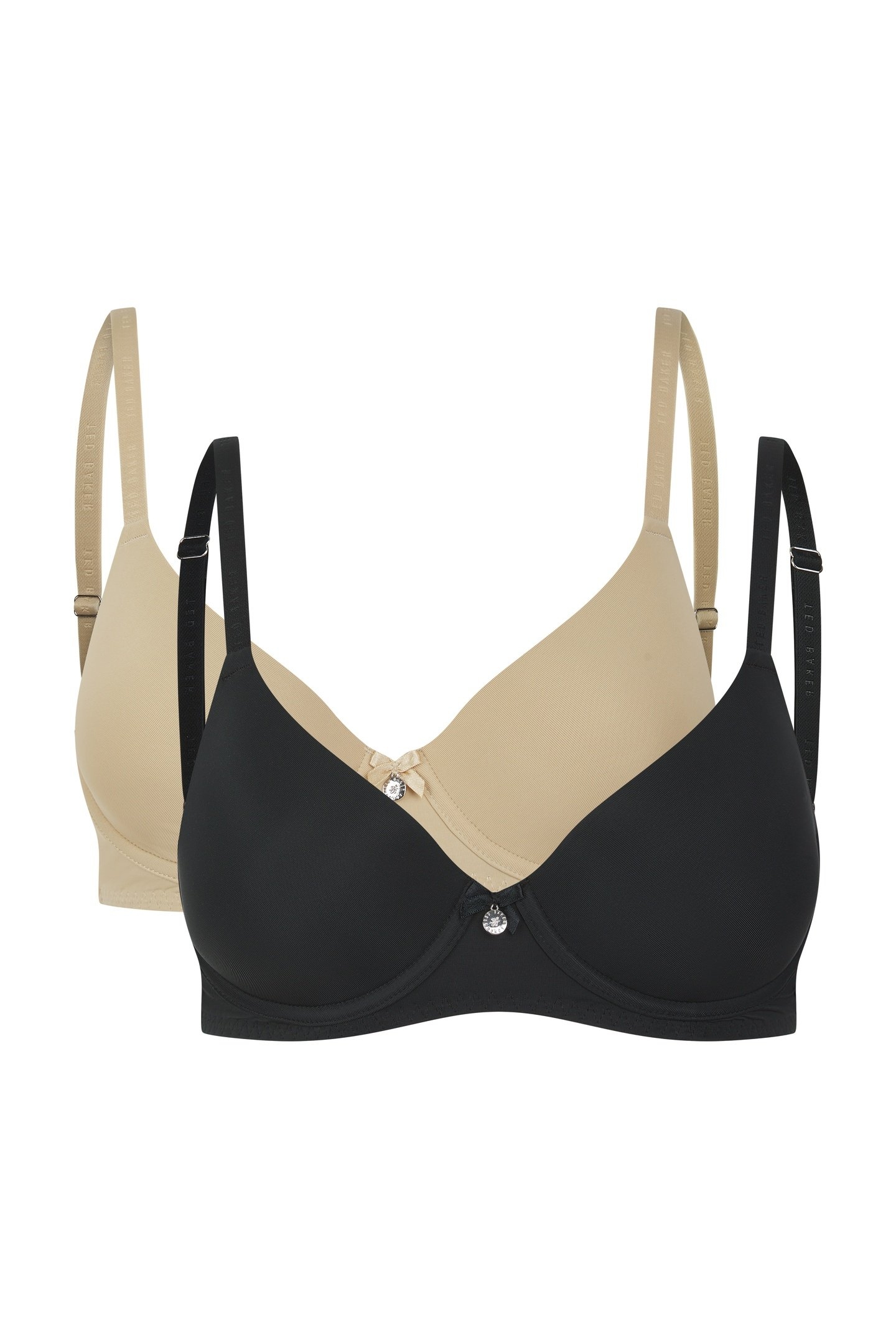 MARYAM 2 PK SOLID COLOR T-SHIRT BRAS JET BLACK/IRISH CREAM 1