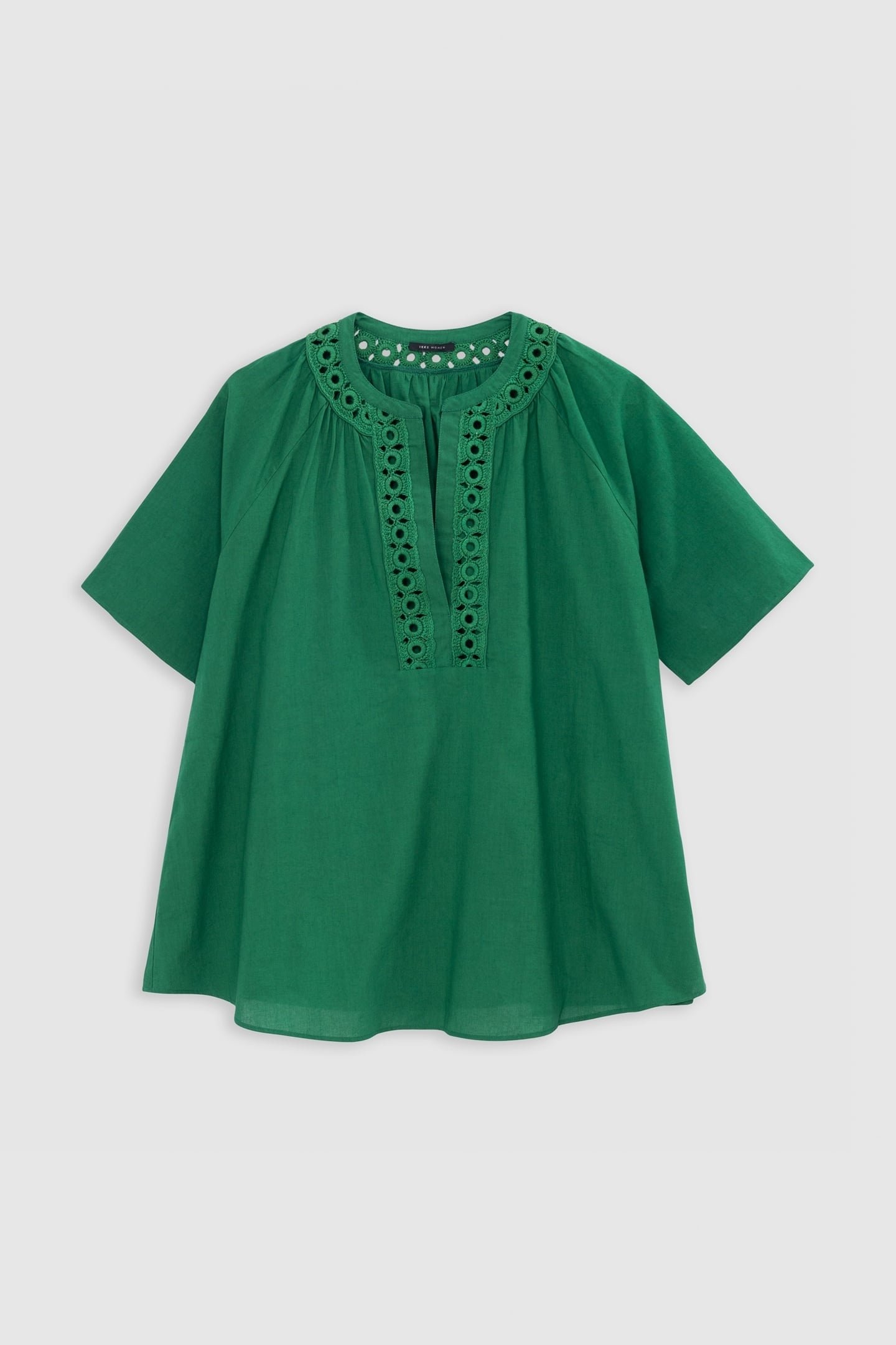 LOOSE-FITTING GREEN ORGANIC COTTON BLOUSE WITH EMBROIDERED N 3