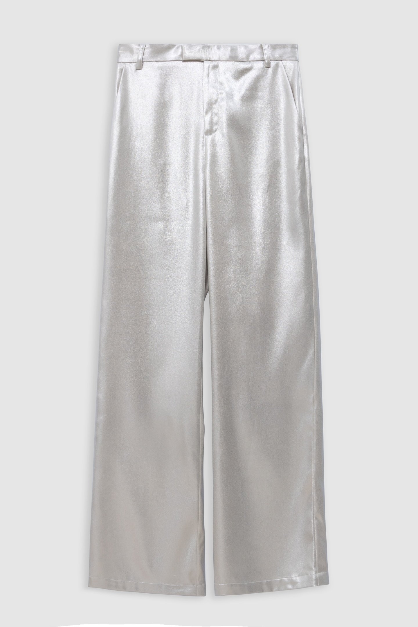 COATED SILVER FLARE SUIT PANTS 5