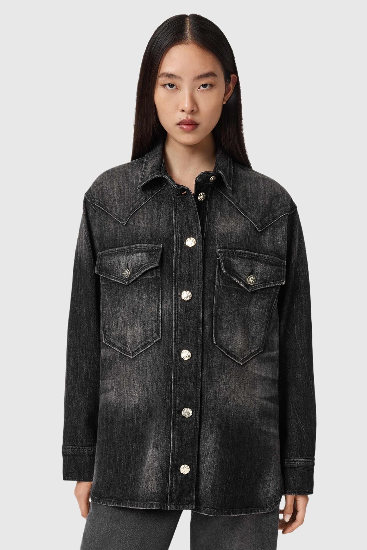 BRYN DENIM SHIRT WASHED BLACK 1