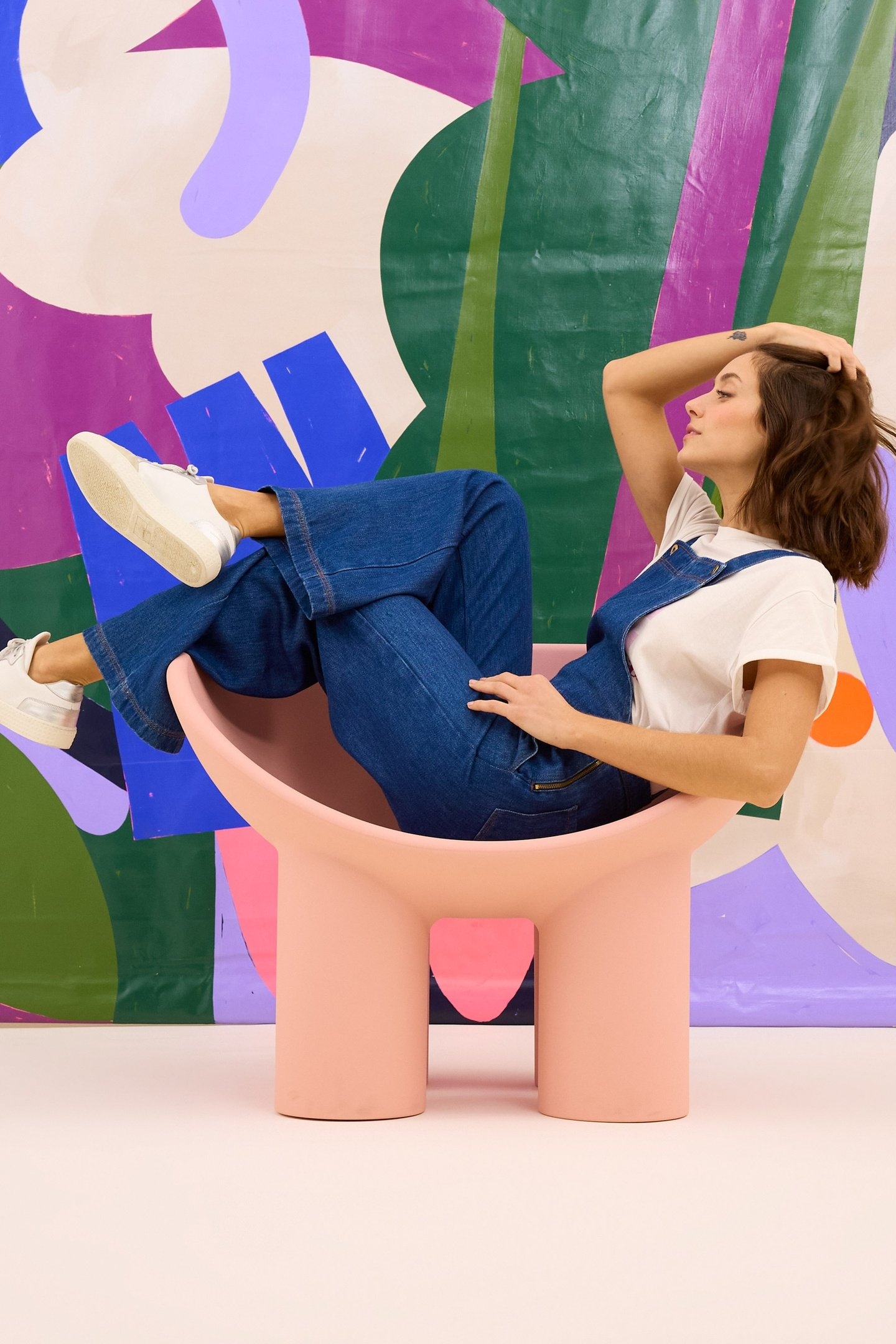 DARK BLUE DENIM WIDE-LEG DUNGAREES AUTHENTIC DARK 6