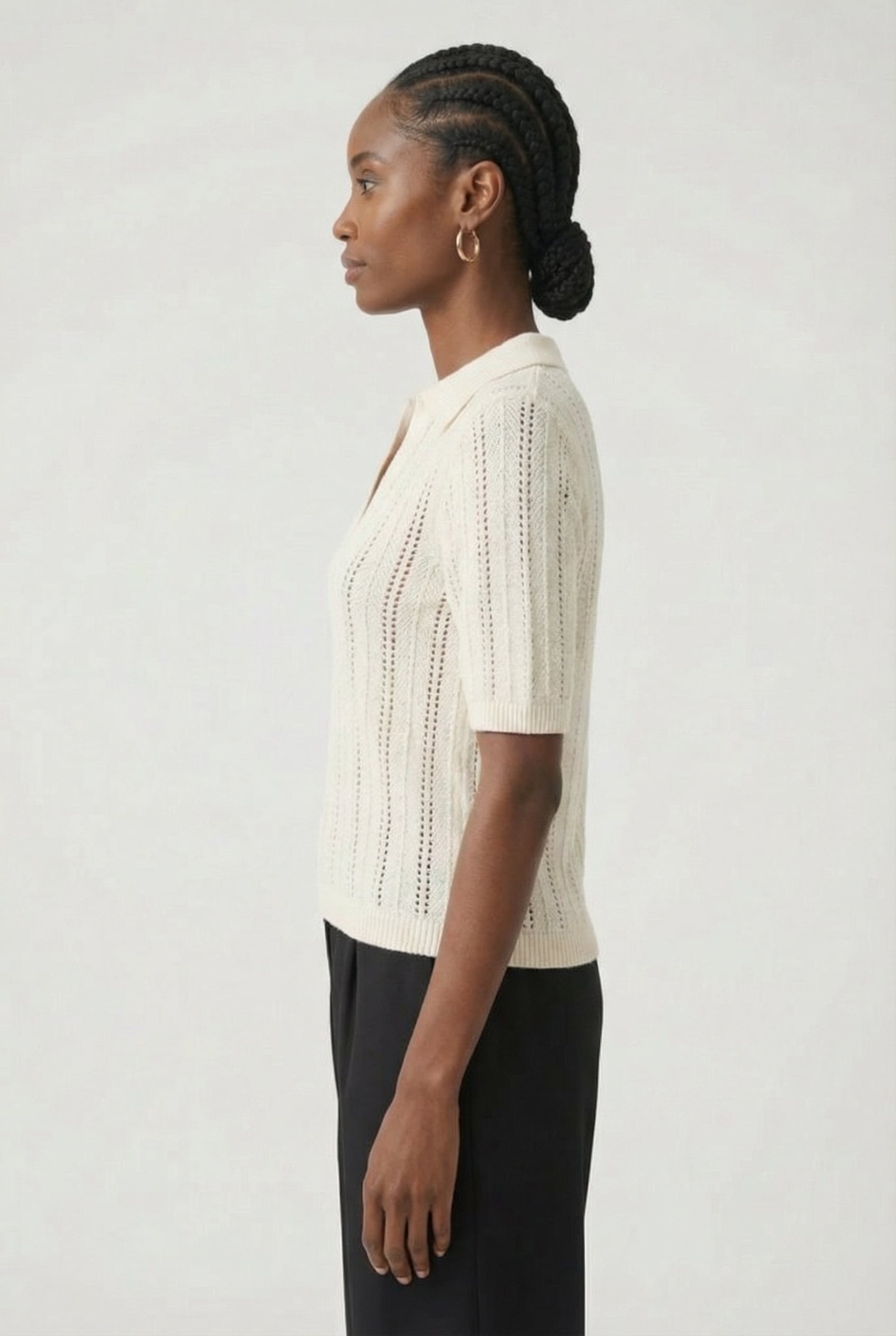 ALMAS AJOUR POLO SHIRT BUTTER CREAM 3