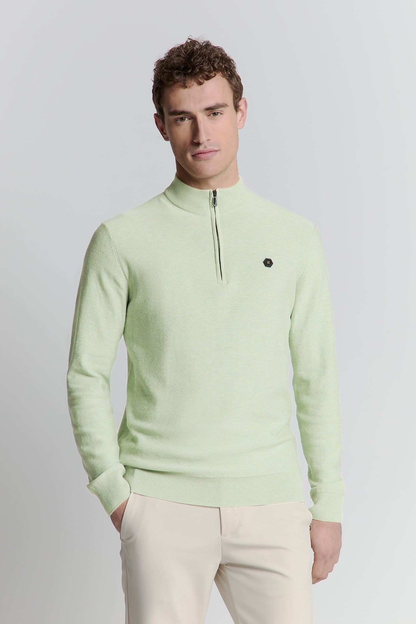 PULLOVER HALF ZIP MELANGE MINT 1
