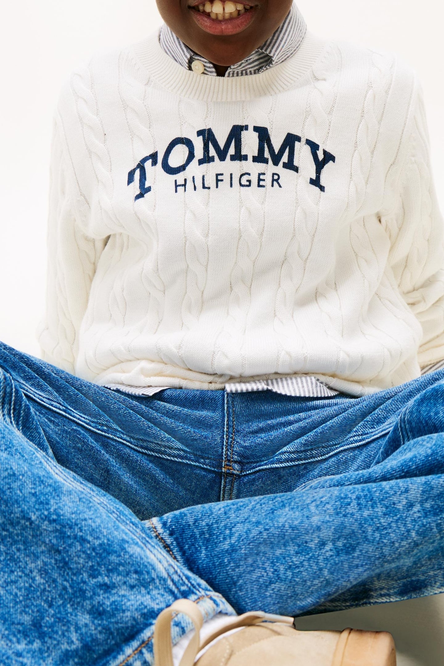 BOYS GRAPHIC CABLE SWEATER IVORY SILK 4