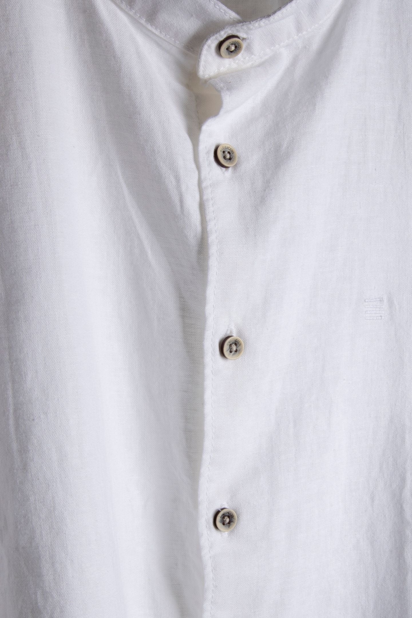 SHIRT SHORT SLEEVE GRANDDAD SOLID WITH LINEN WHITE 5