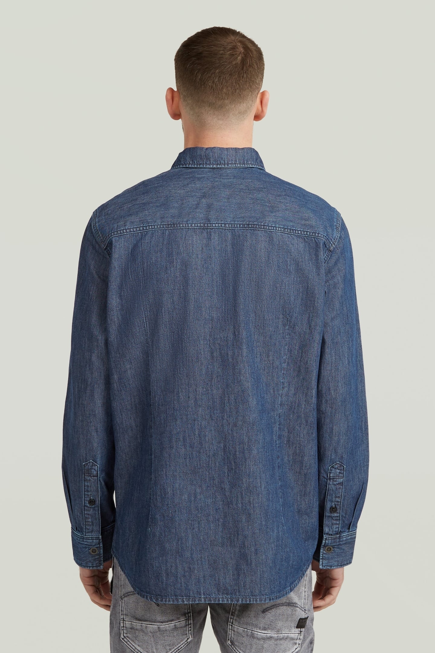 CLEAN SLIM SHIRT L\S WORN IN SEA STONE 3