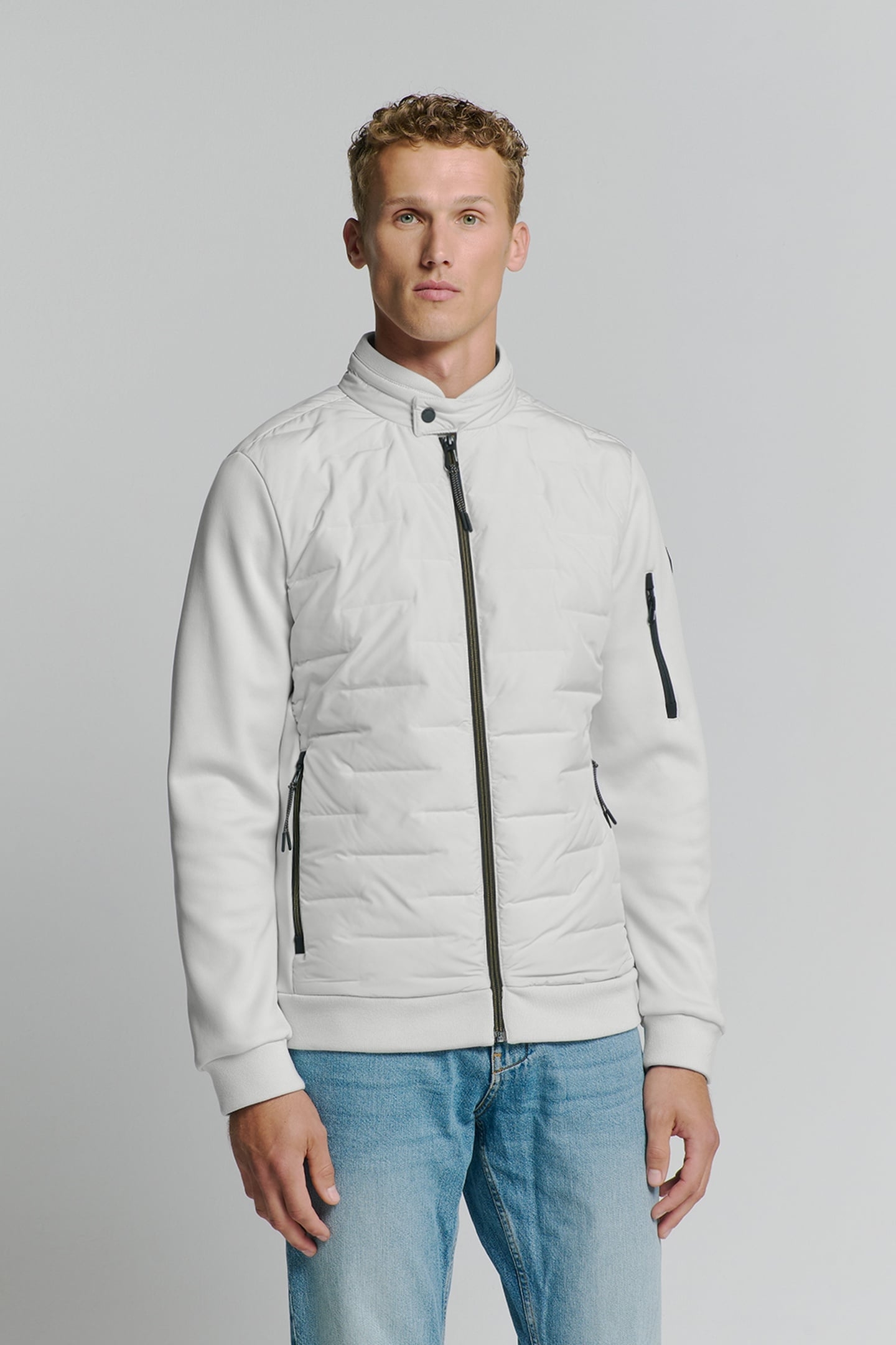 JACKET SHORT FIT SEALED KNITTED MIX CHALK 1