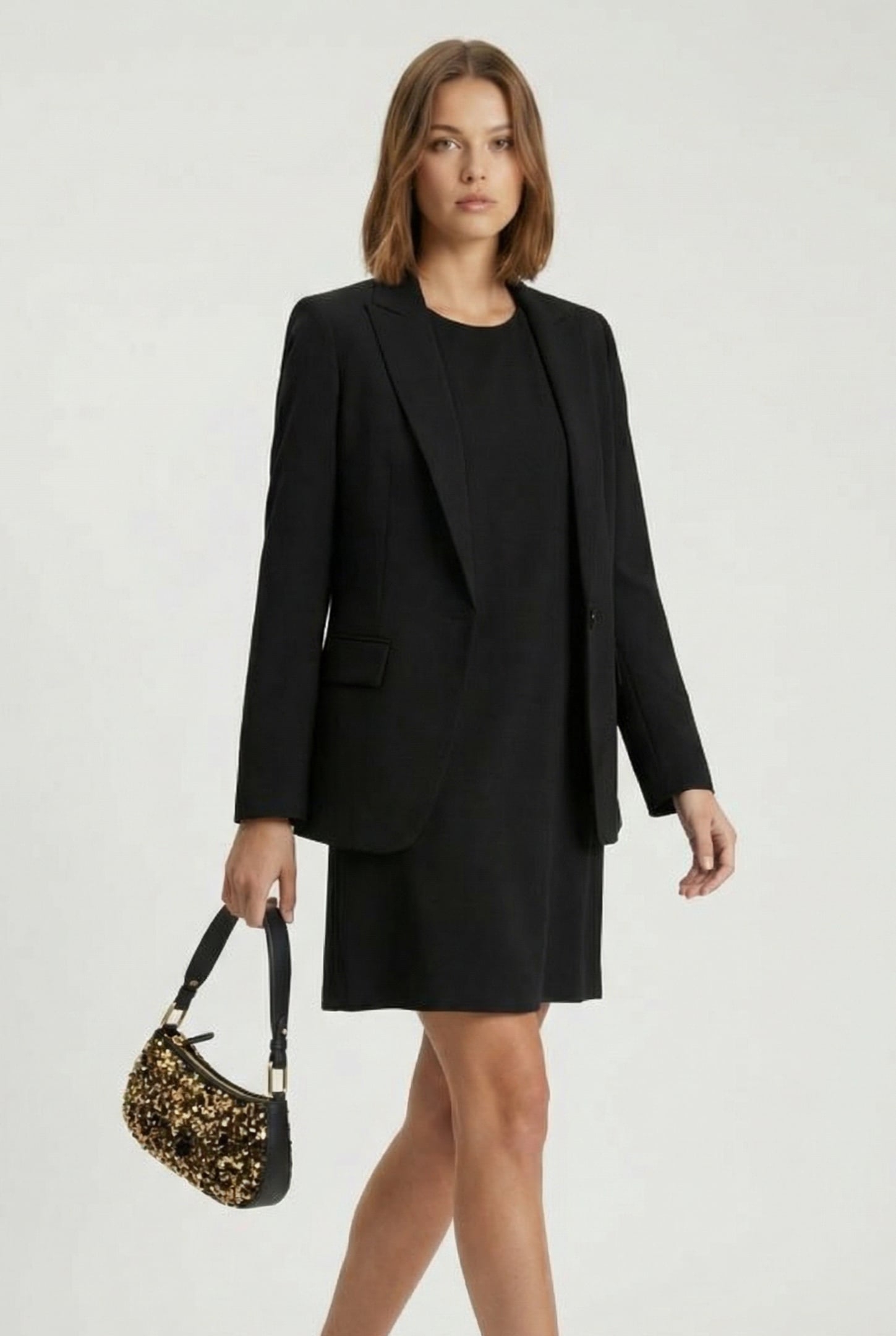 MINI SHOULDER BAG IN LEATHER IN SEQUIN BROWN 1