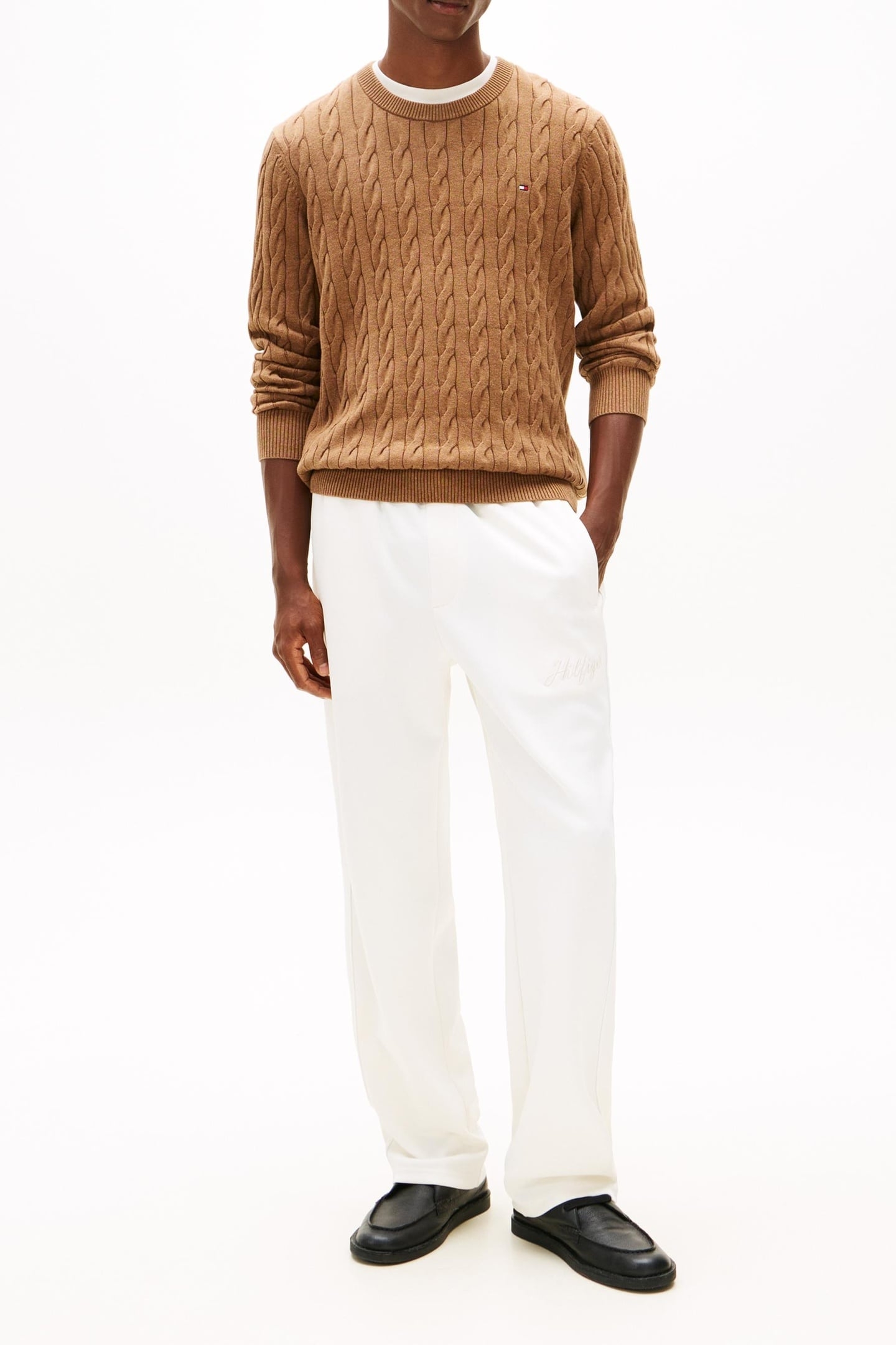 CLASSIC COTTON CABLE HIGHLAND KHAKI HEATHER 2