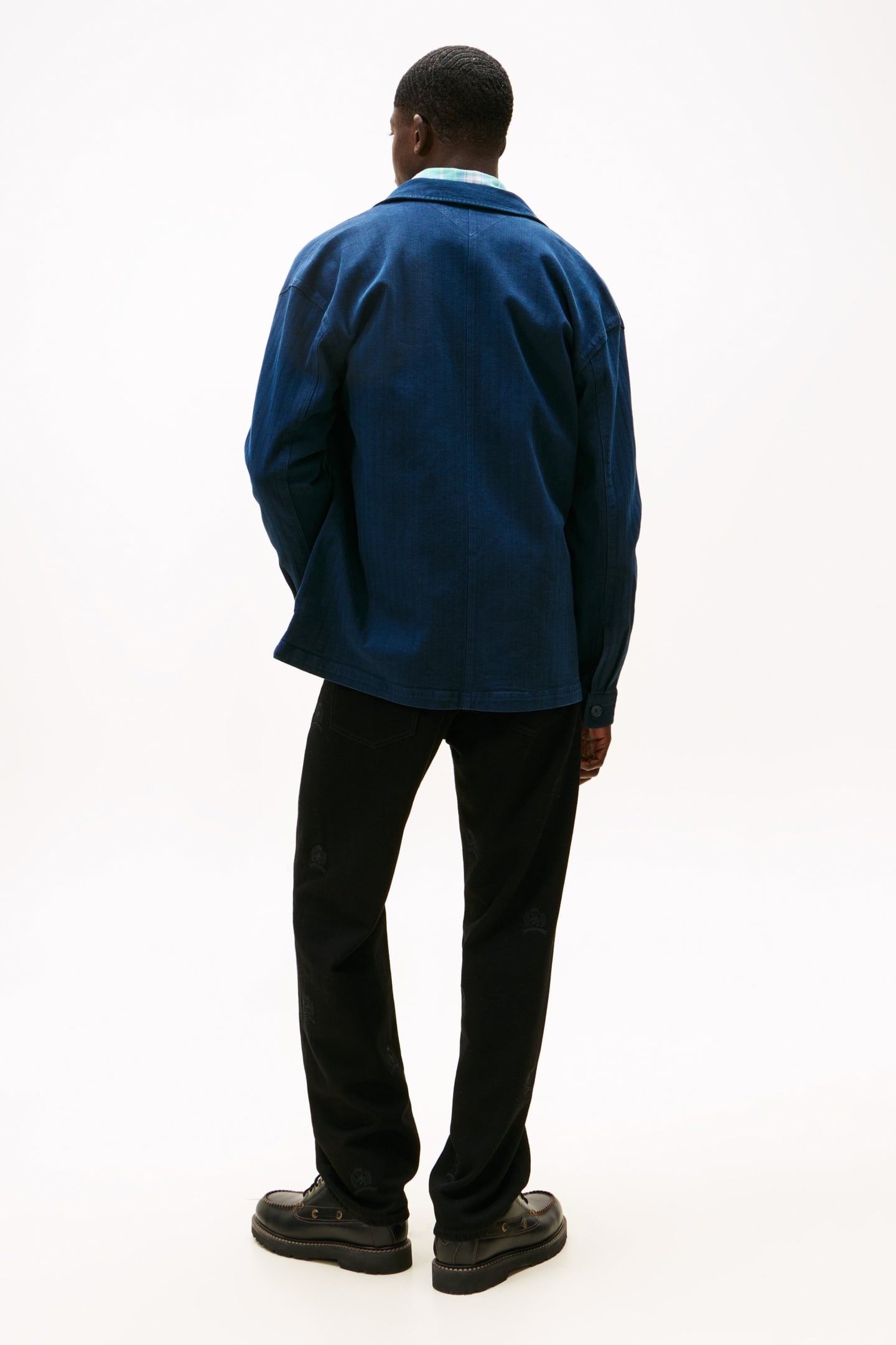 OVERSIZED FIT HERRINGBONE TWILL OVERSHIRT DARK NIGHT NAVY 4