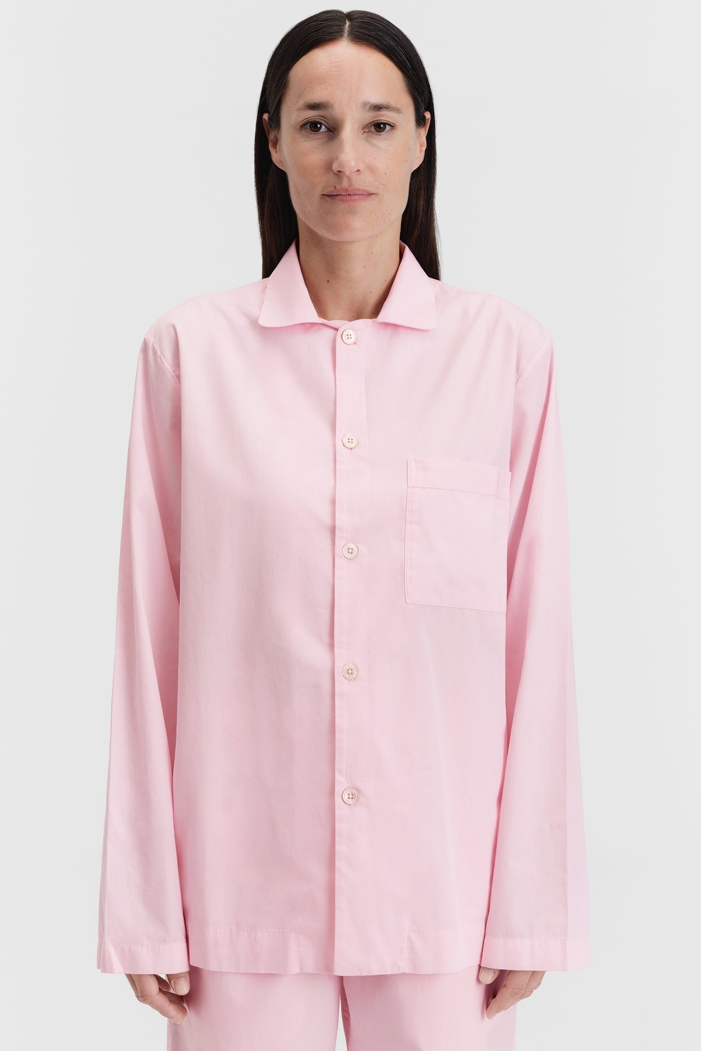 UNISEX POPLIN, PYJAMAS SHIRT SOFT PINK 1