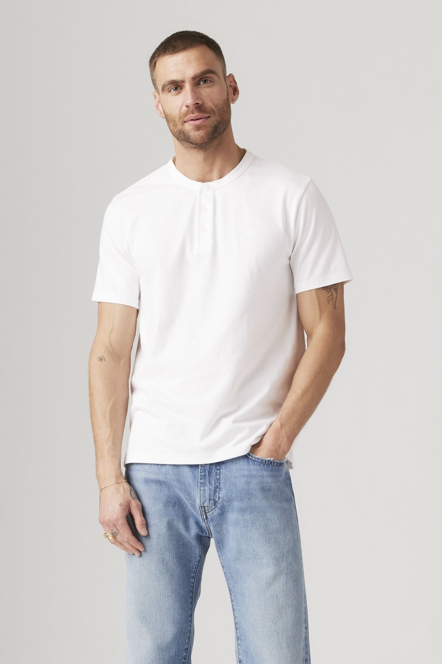 SHORT SLEEVE HOUSEMARK HENLEY WHITE 1