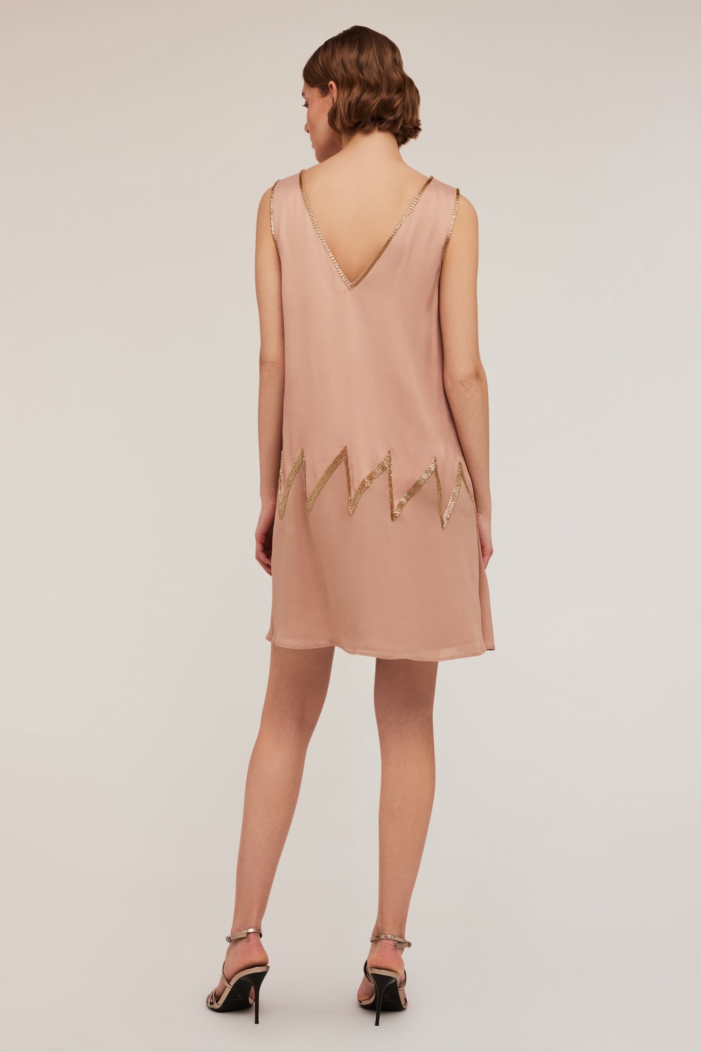 EMBROIDERED VISCOSE SATIN DRESS PINK 2