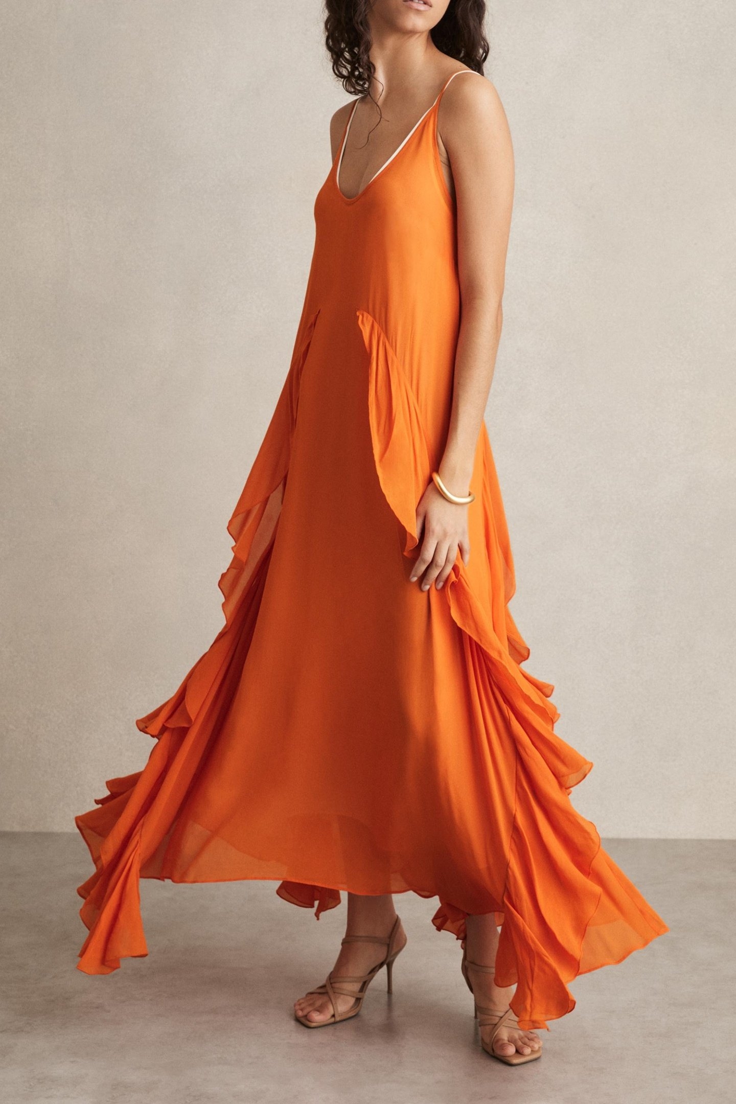 RUFFLE OCCASION DRESS ORANGE 2
