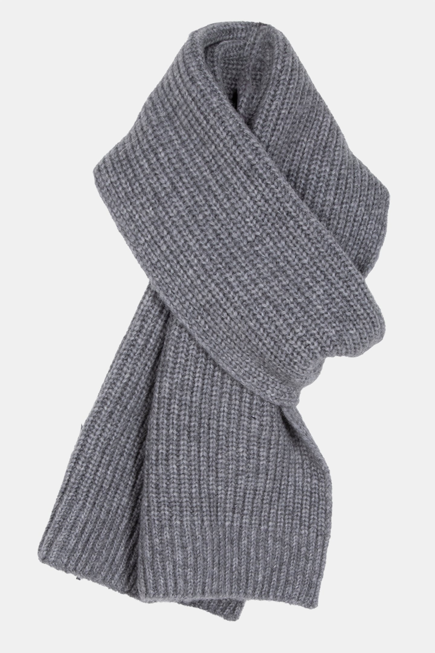 KNITTED SCARF SCARVES GREY HEATHER MELANGE 1