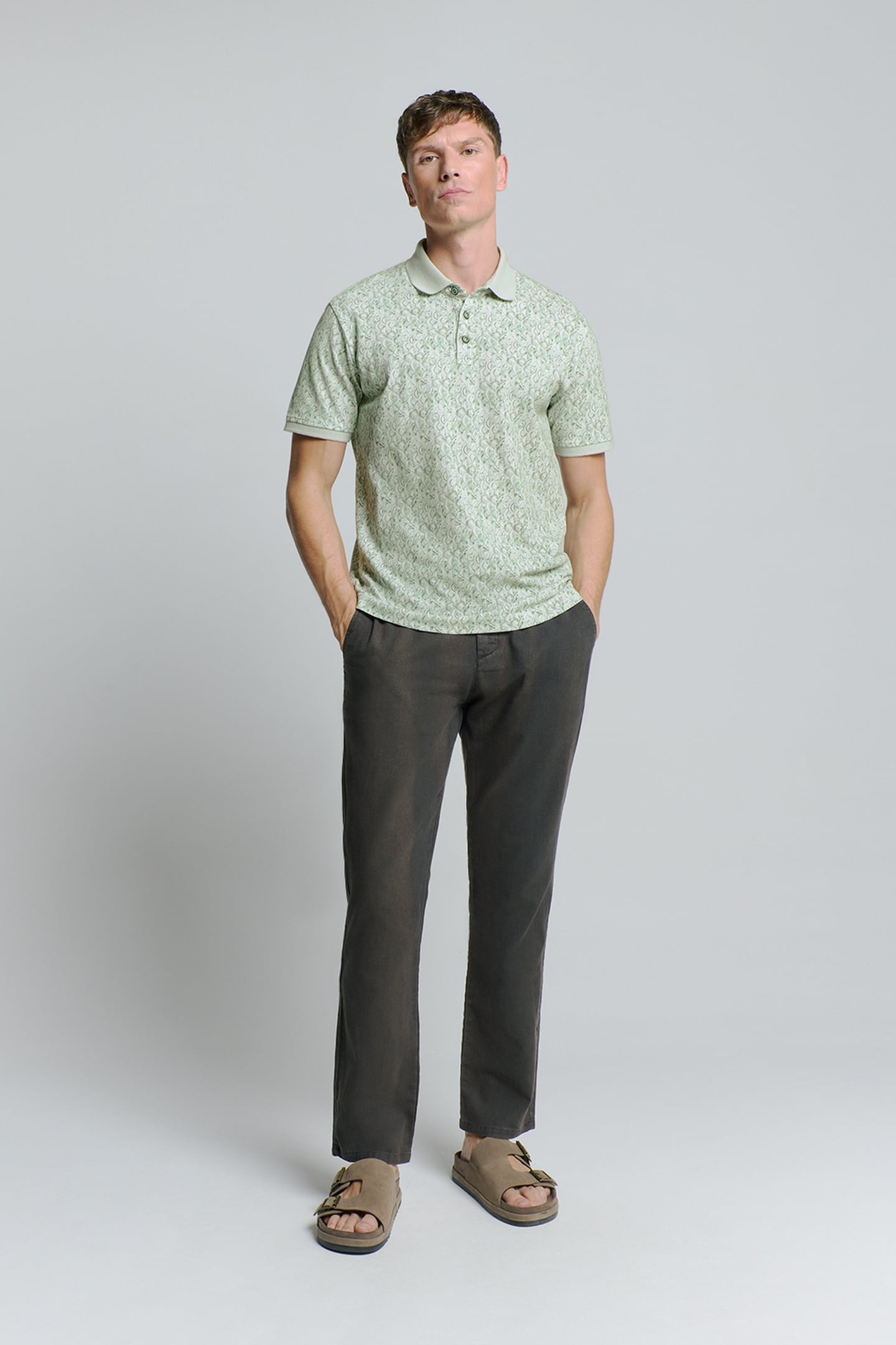 POLO PIQUE ALLOVER PRINTED GREEN 2