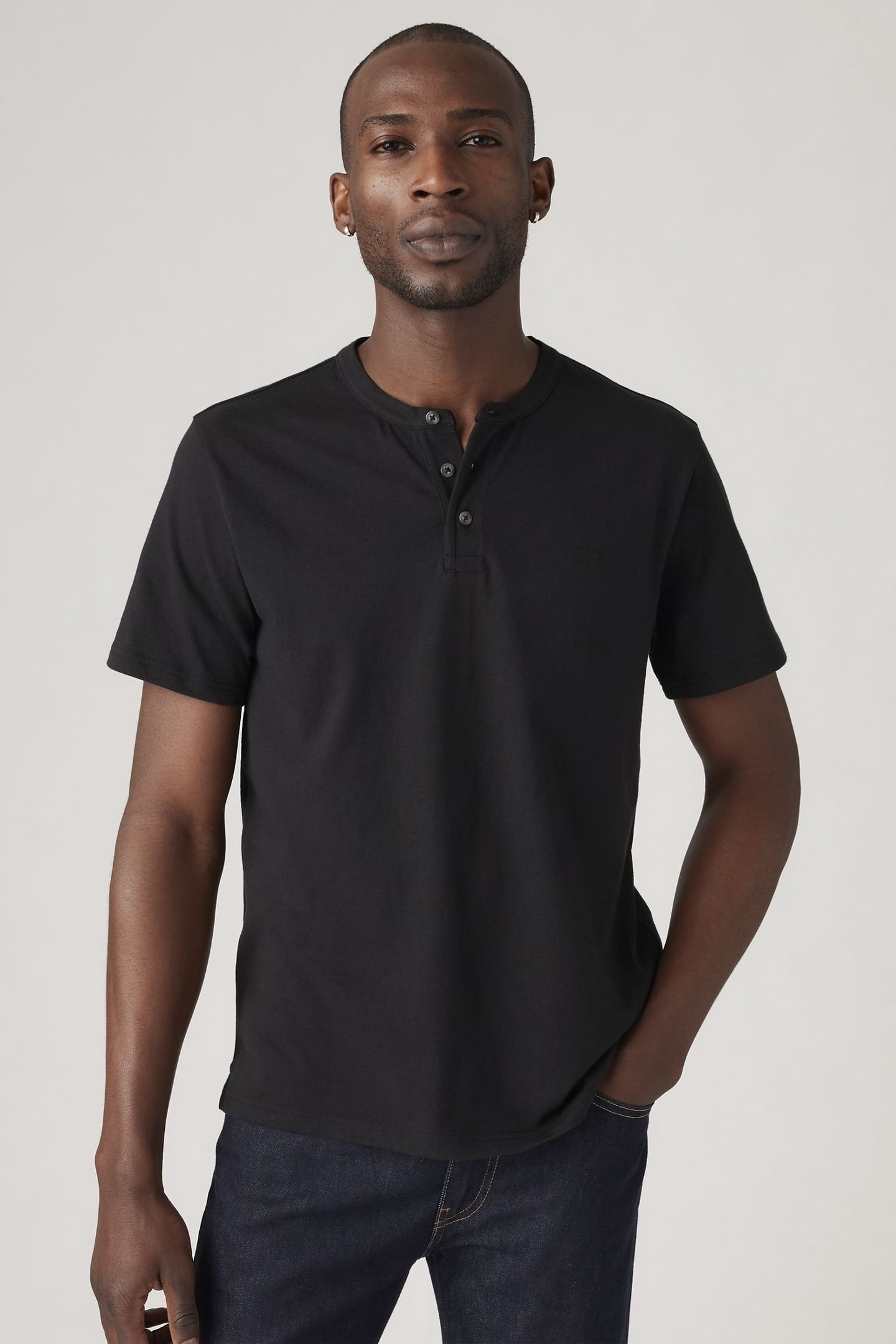 SHORT SLEEVE HOUSEMARK HENLEY BLACK 2