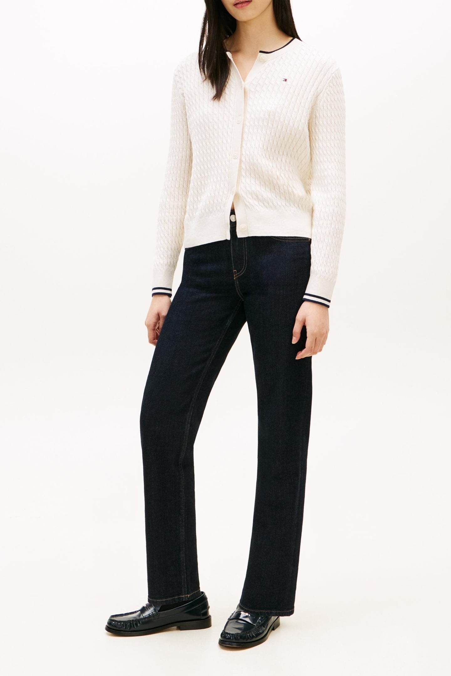 CABLE KNIT CARDIGAN IVORY PETAL TIPPING 4