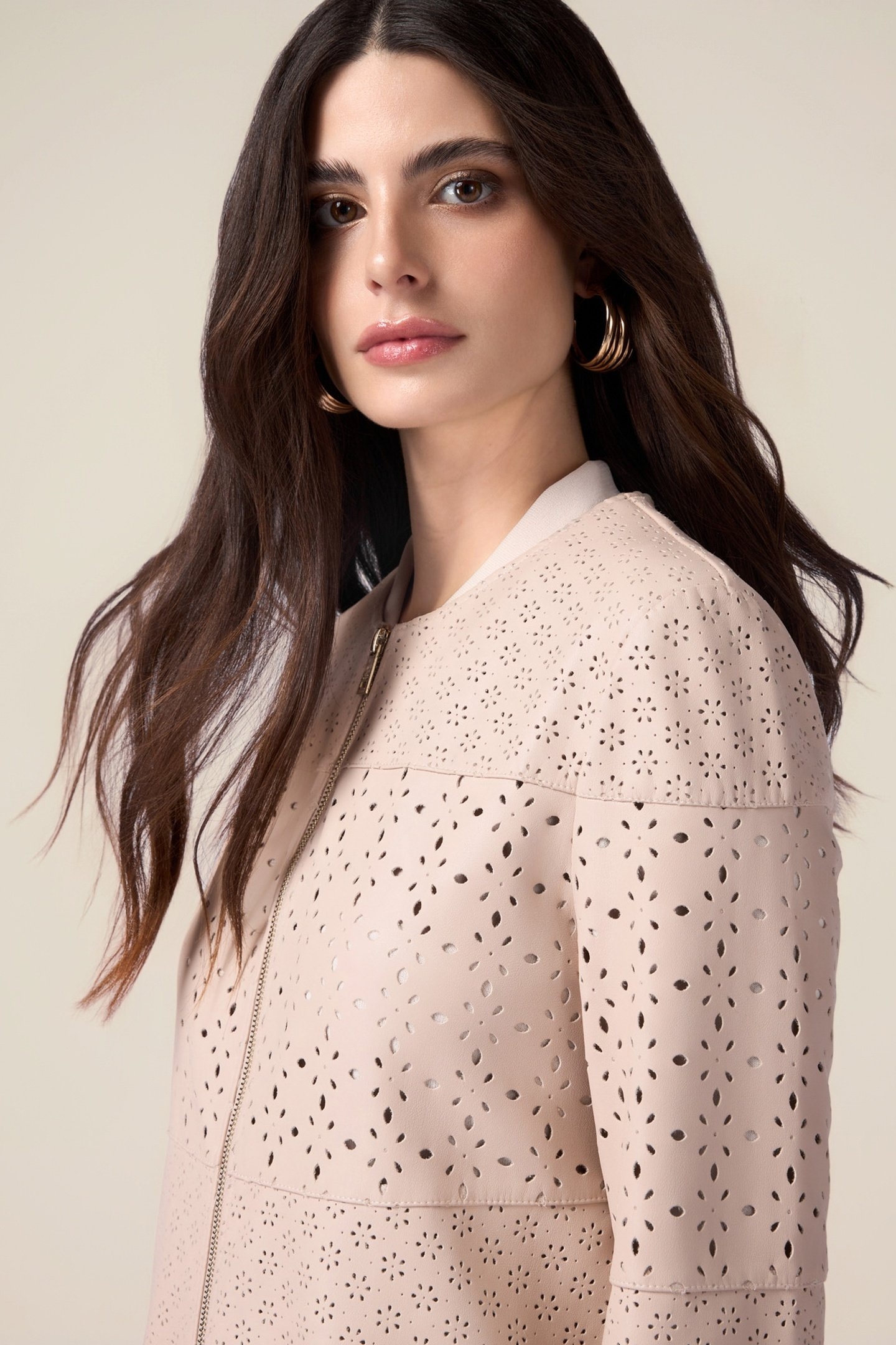PERFORATED MIDI JACKET BEIGE 4