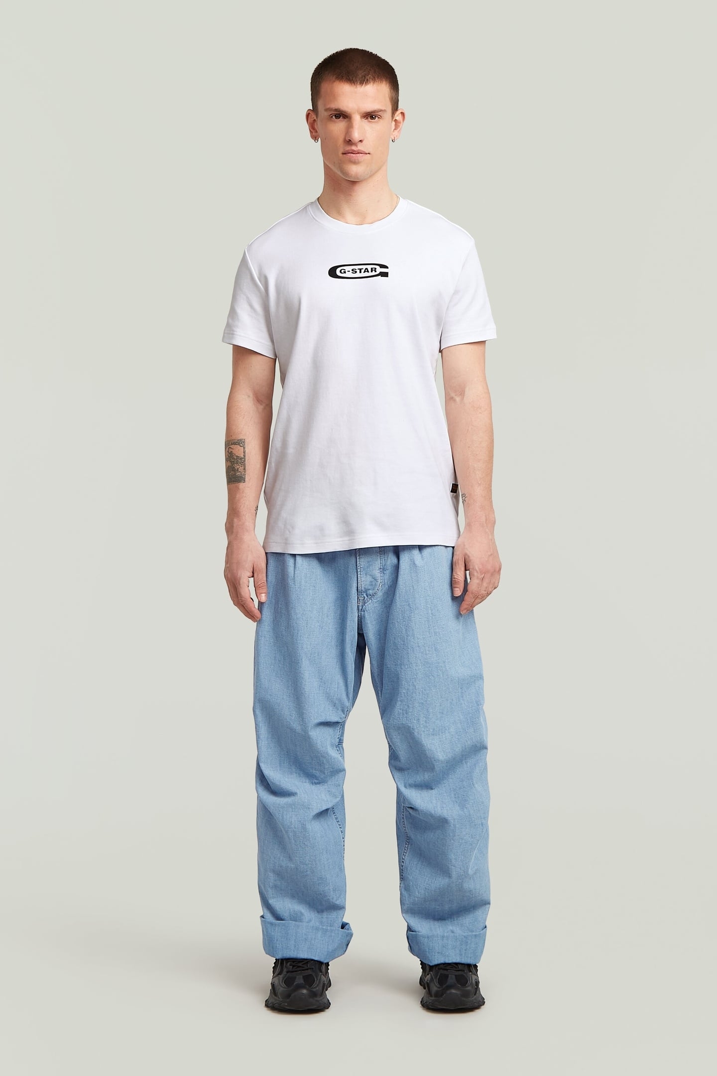 PLEATED 3D DENIM PANT FADED BREEZE 1