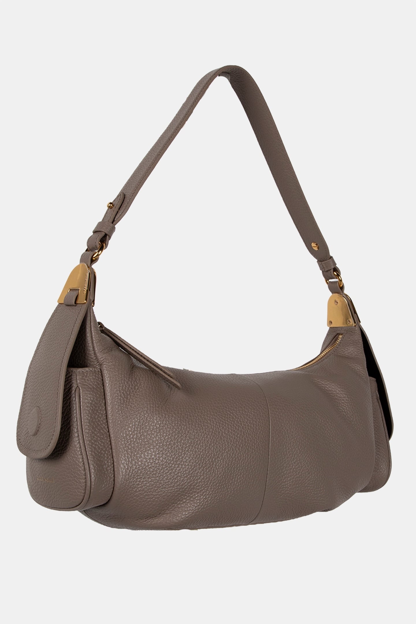 LEATHER SHOULDER BAG WITH POCKETS IN BEIGE 3
