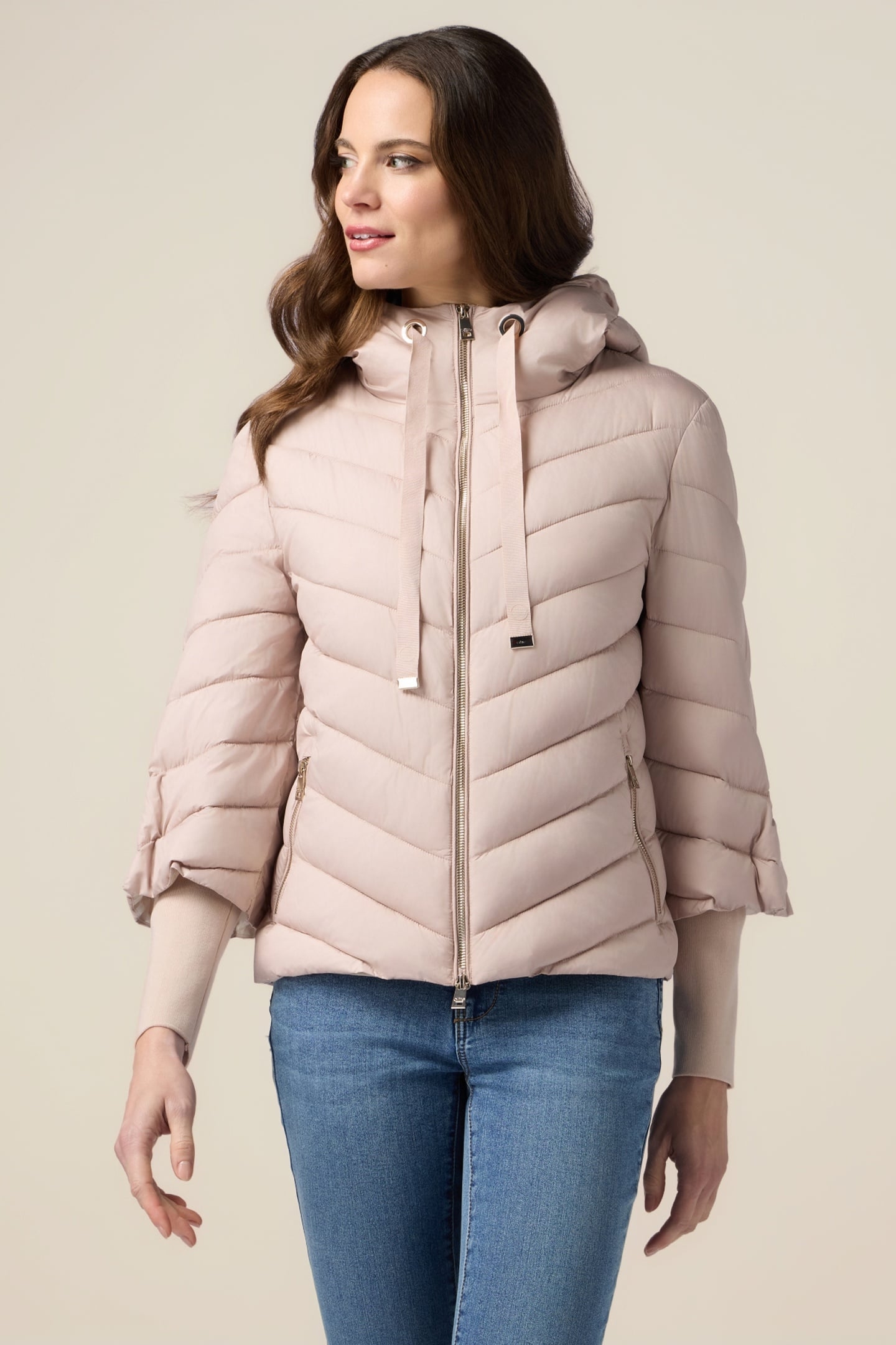 LIGHTWEIGHT DOWN JACKET WITH HOOD AND CUFFS PINK 2