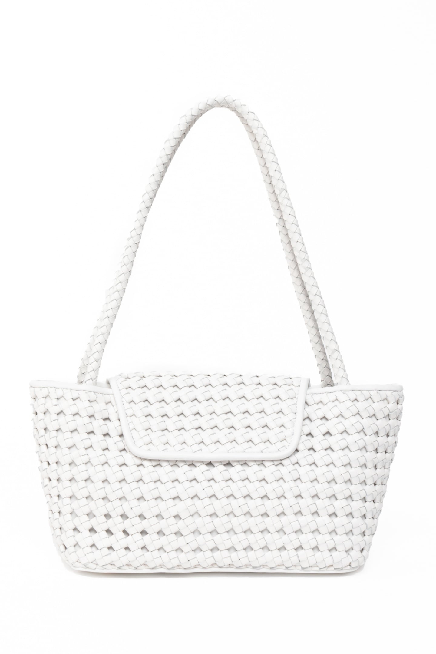 COURRIER TOTE WOVEN LEATHER WHITE 2