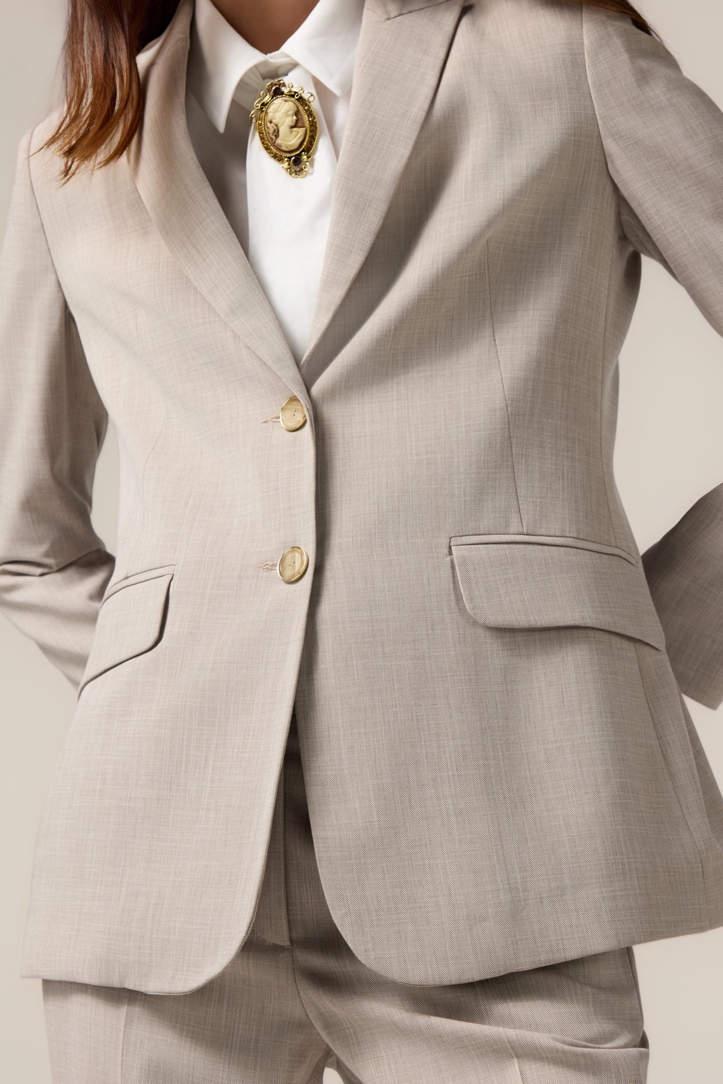 FLUID VISCOSE BLEND BLAZER BEIGE 4