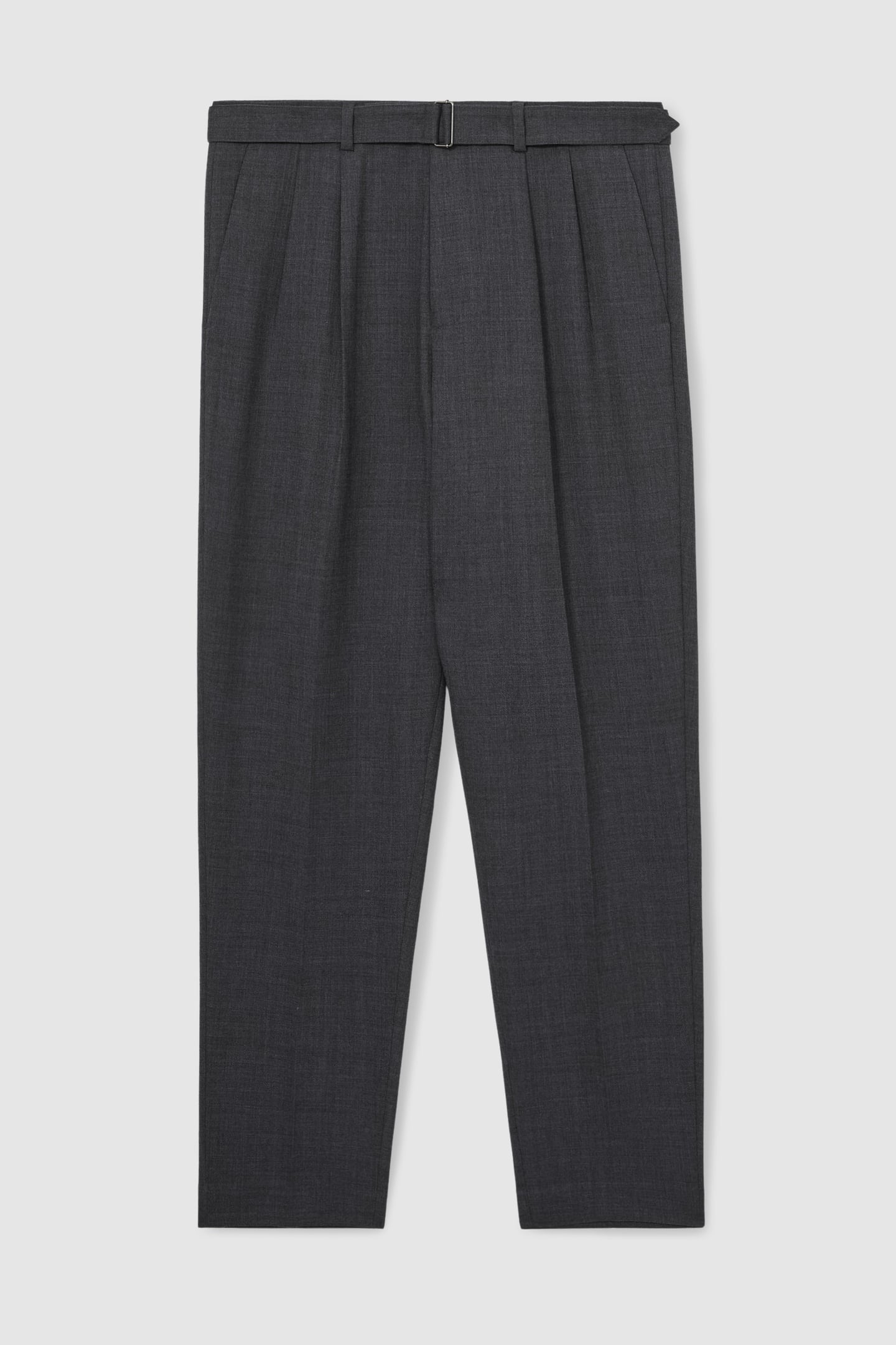 BELTED PLEATED TROUSER CHARCOAL GREY 4