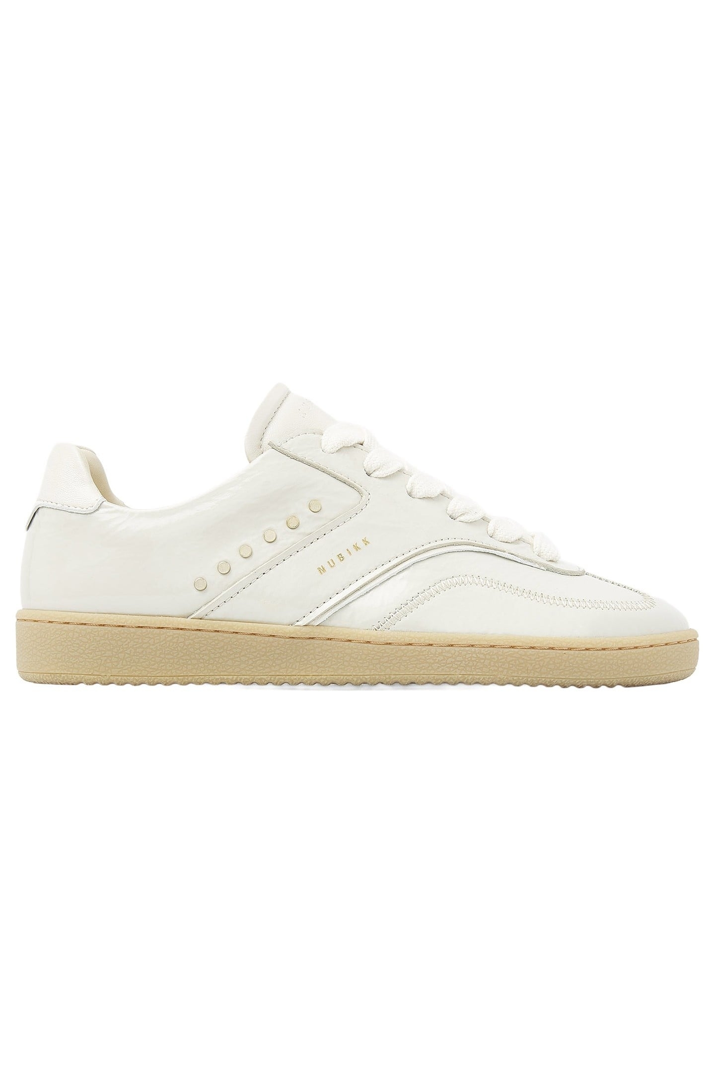 RAY OWEN STUDS (L) BEIGE PATENT 1