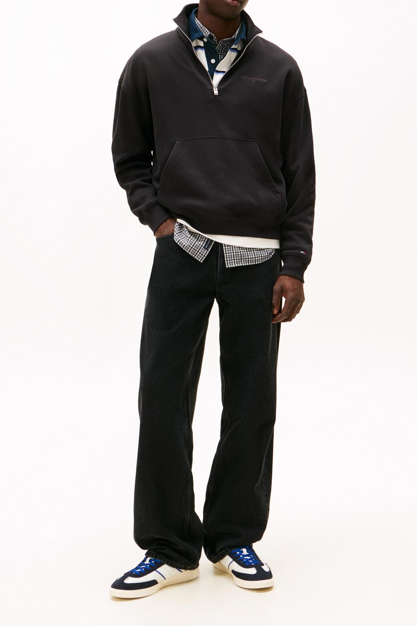 90S SCRIPT RIB FLEECE SWEATSHIRT BLACK 1