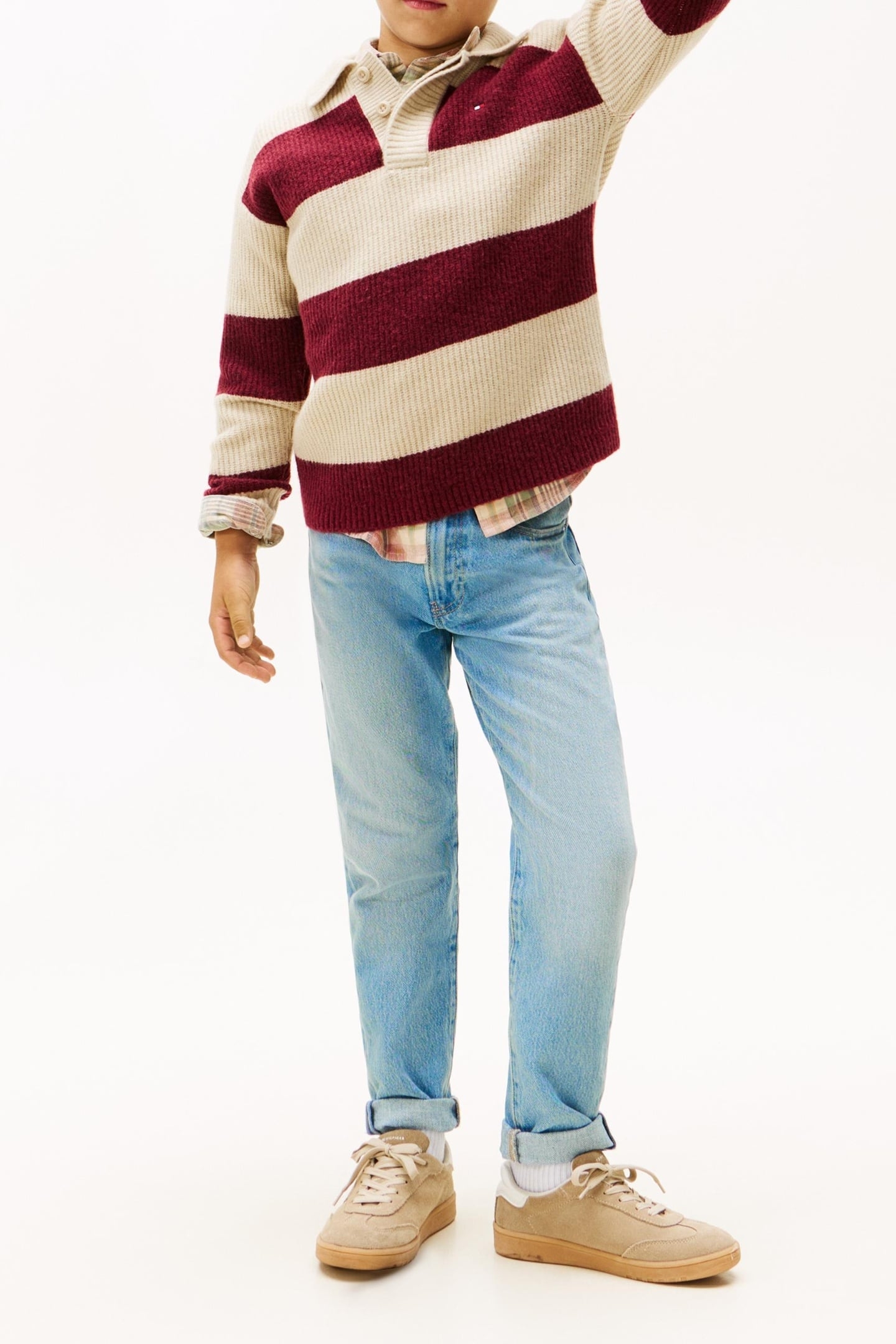 BOYS WOOL BLEND RIB RUGBY RICH CHERRY COLOURBLOCK 2