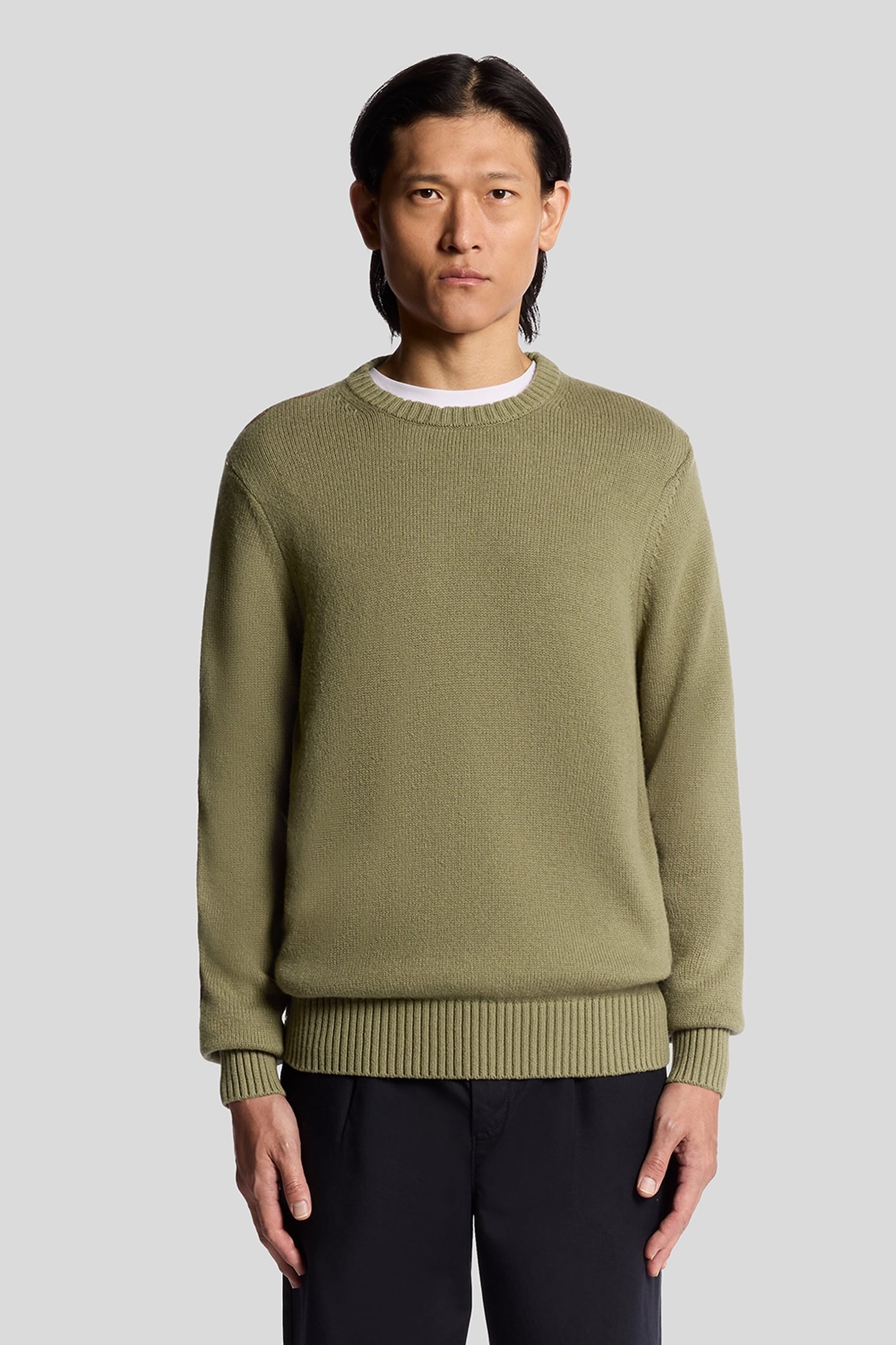 MILITARY CREW NECK JUMPER DUSKY GREEN 2