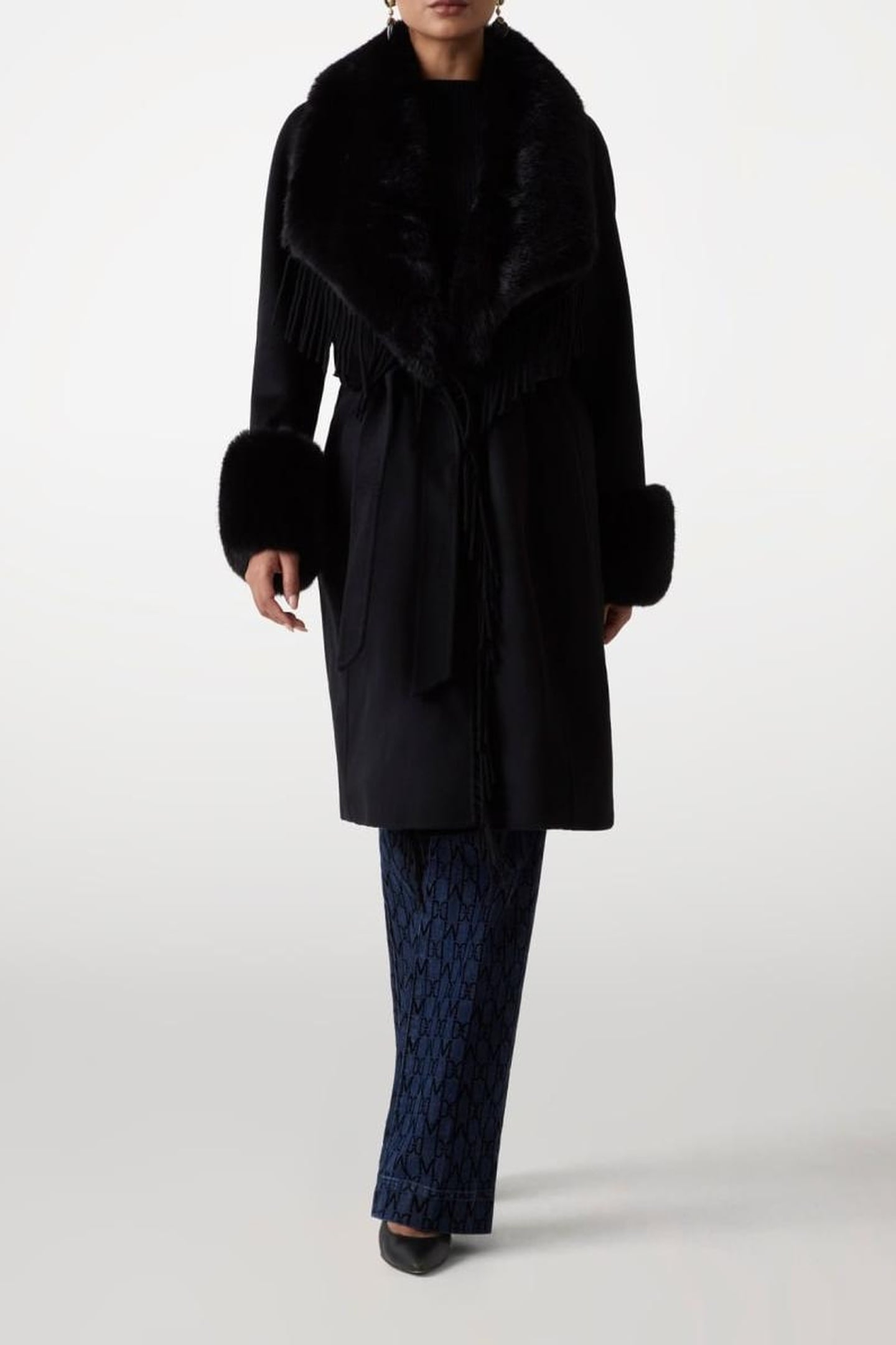 MARCIANO BY GUESS LILIANA COAT JET BLACK MULTI 2