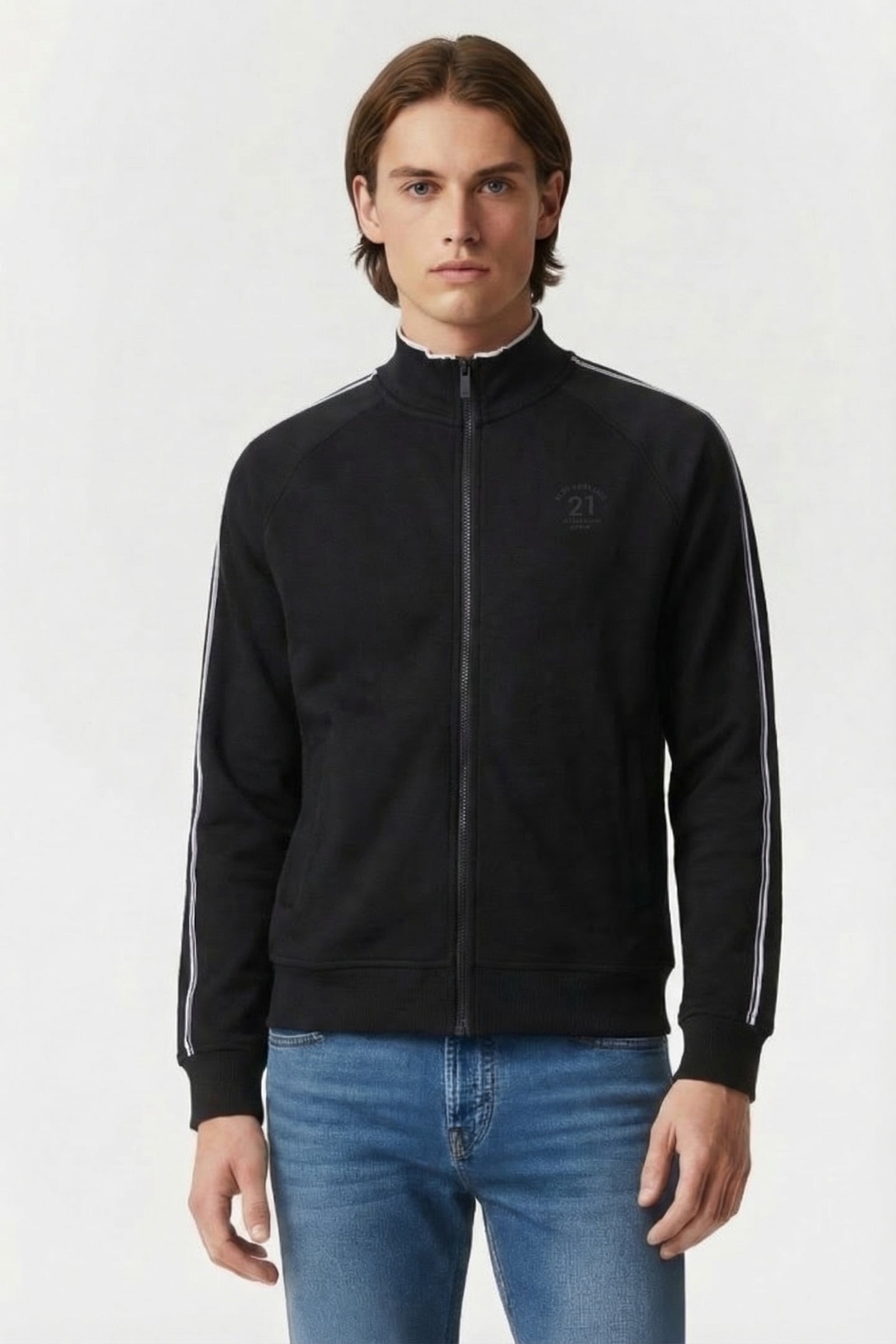 BLACK SWEAT ZIP JACKET 1