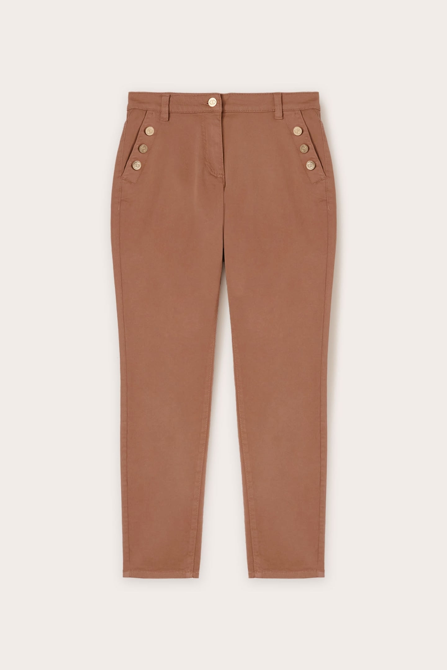 REGULAR TROUSERS WITH METAL BUTTONS BROWN 4