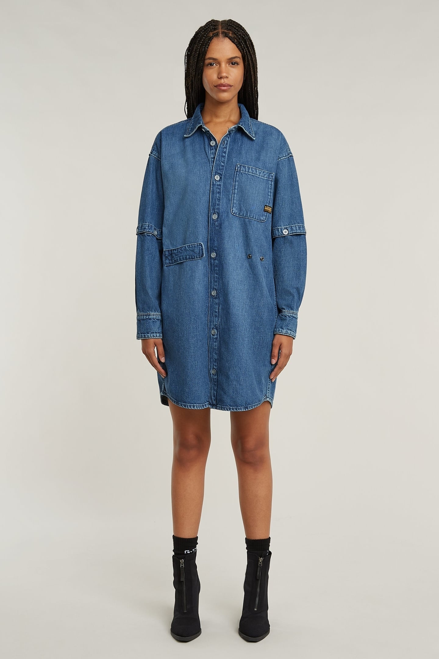 MODULAR SHIRT DRESS L\S FADED EVERGLADE 1