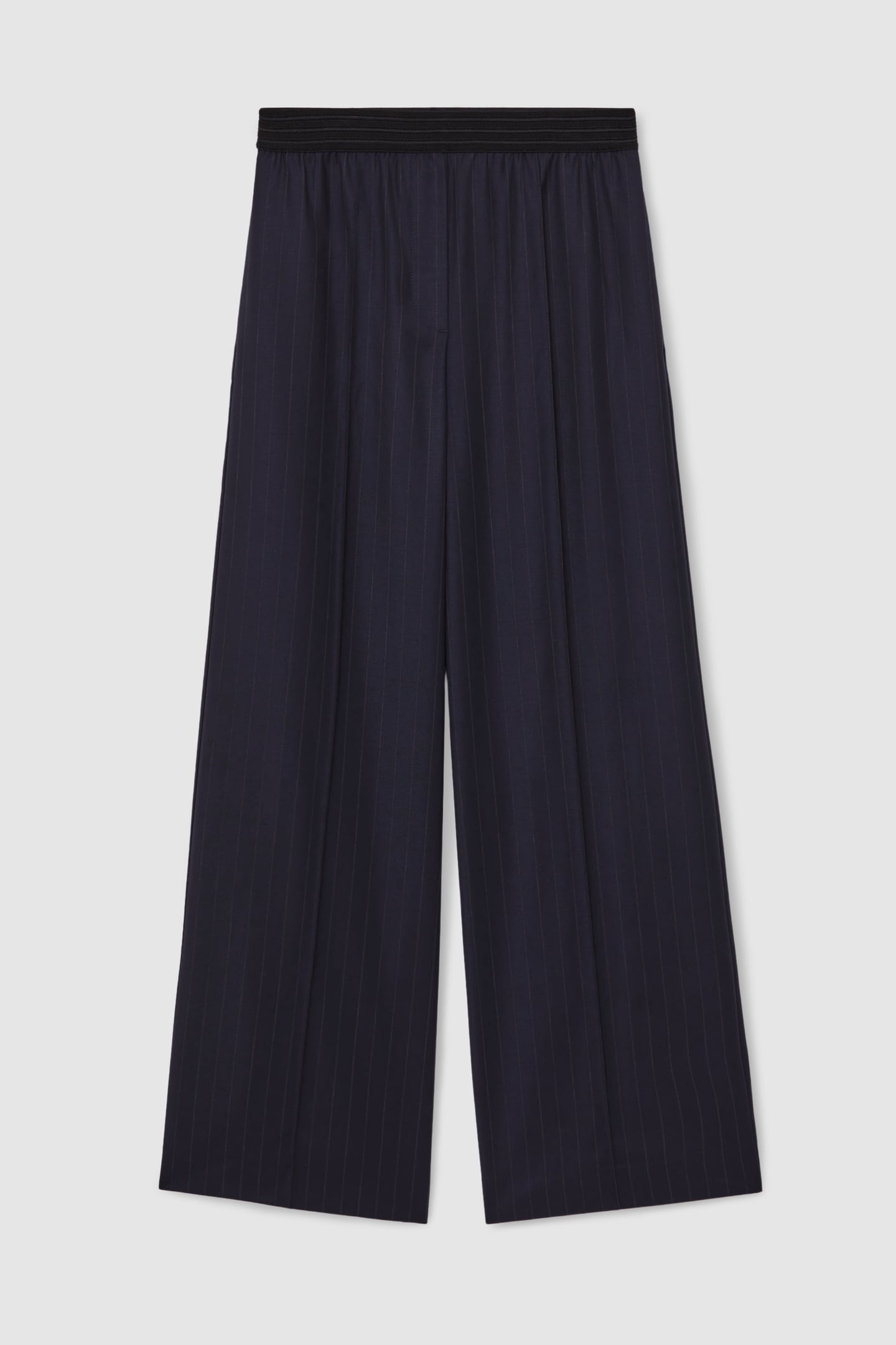 WAISTBAND PIN STRIPE WIDE LEG TROUSER NAVY 7