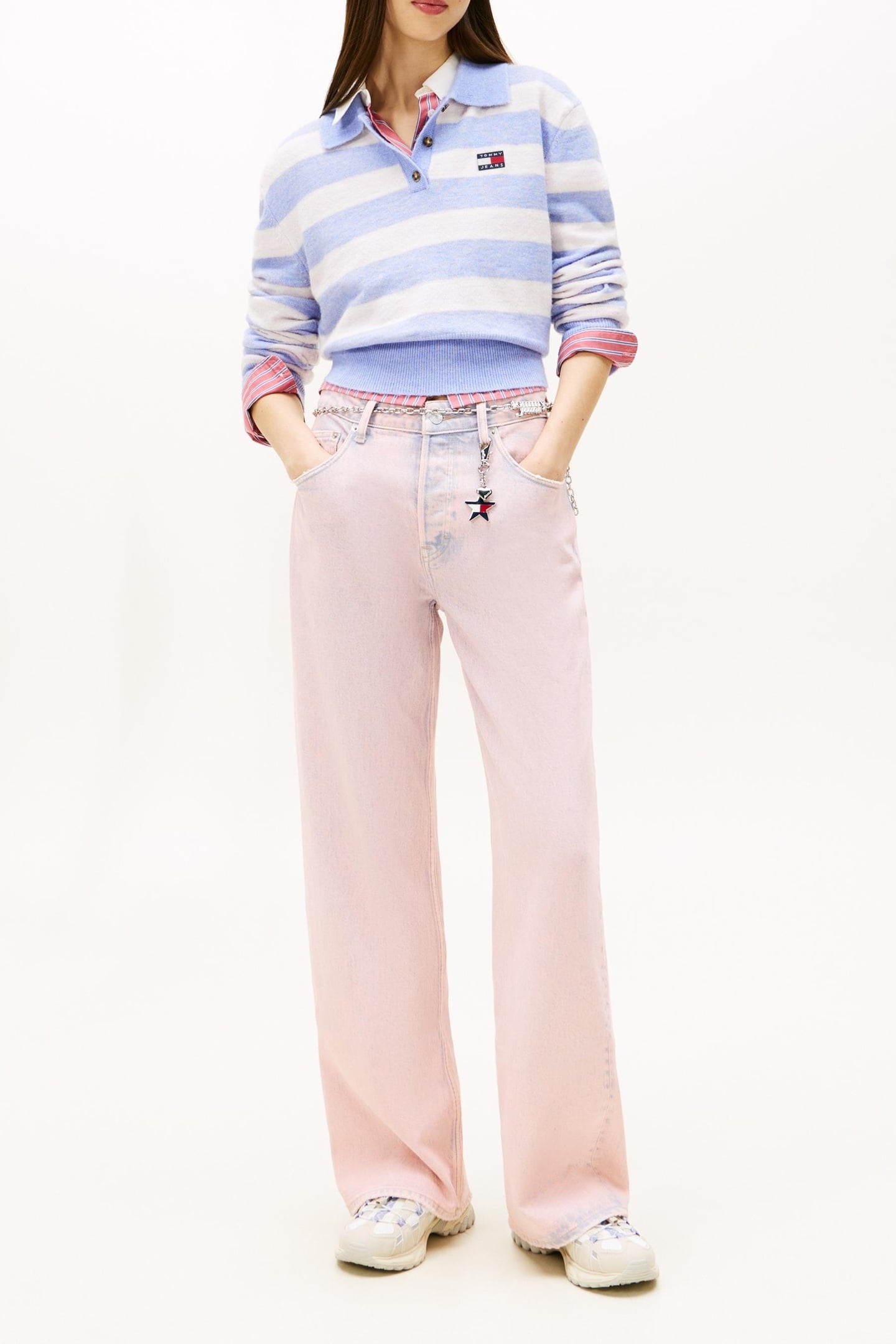 FLUFFY POLO SWEATER PERIWINKLE DUST/MULTI STRIPE 3