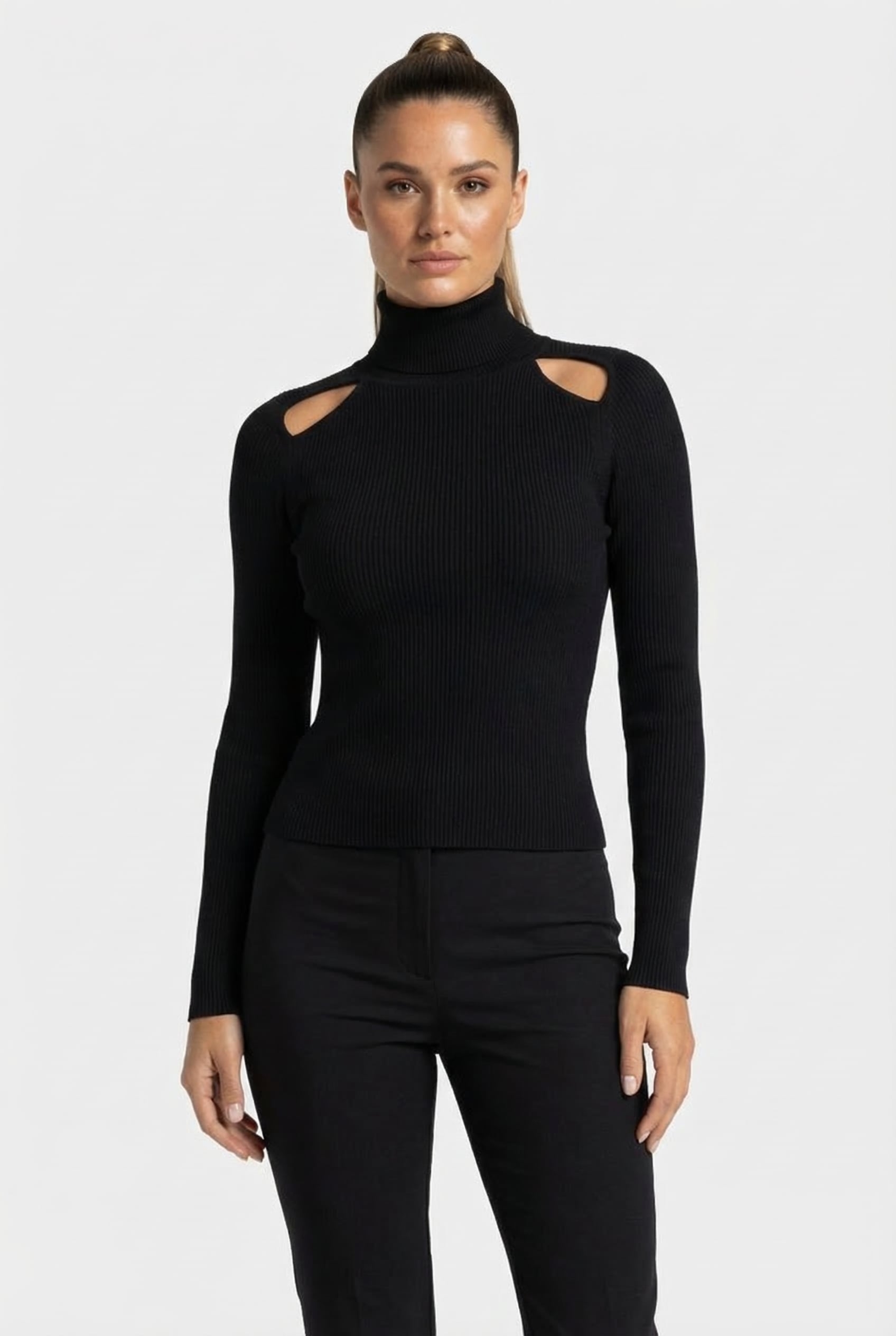 CUTOUT SWEATER IN BLACK 1