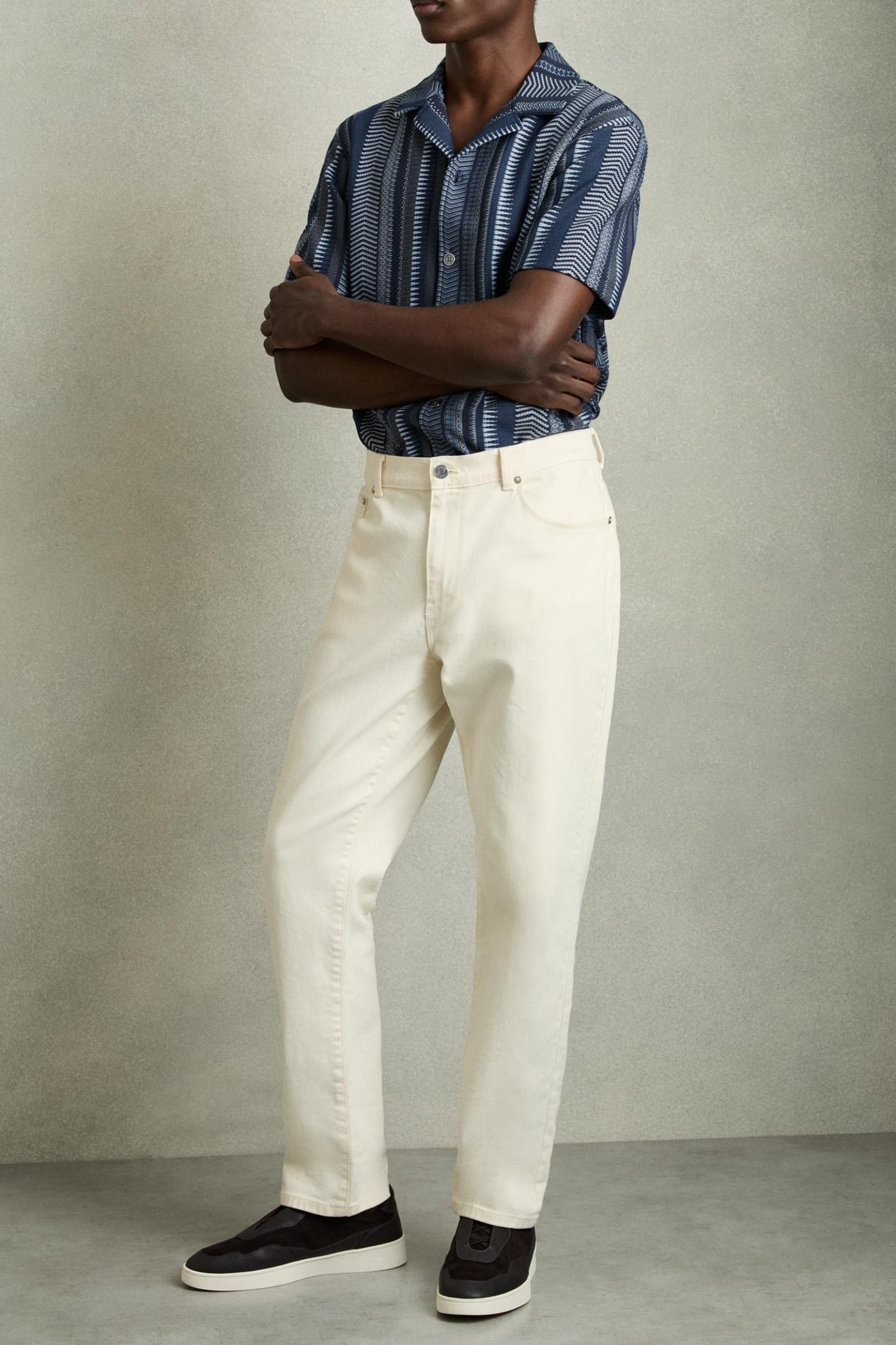 SS AZTEC STRIPE CUBAN SHIRT NAVY 1