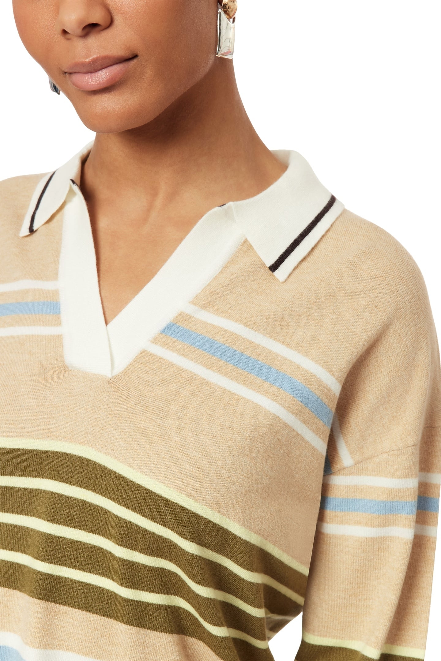 RUGBY PULLOVER OATMEAL HEATHER ENGINEERED STRIPE 6