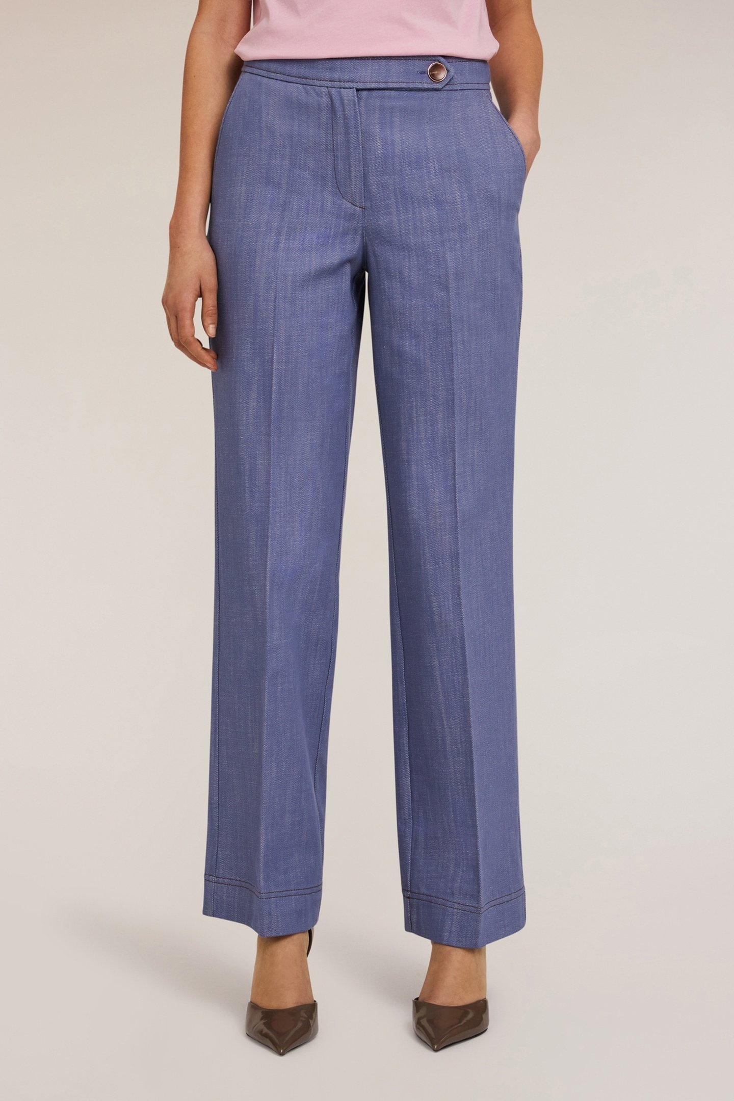 COTTON CANVAS WIDE TROUSERS LIGHT BLUE 2