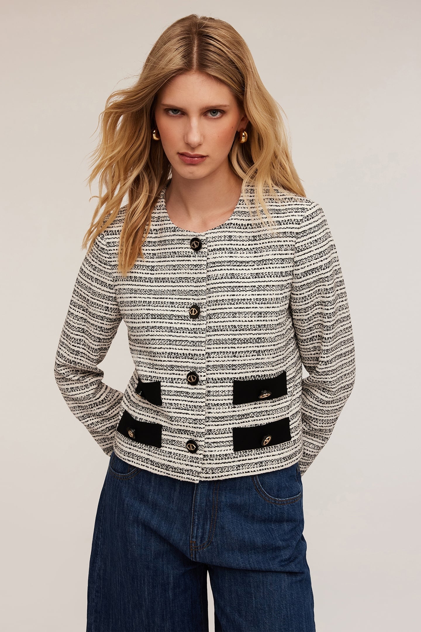 TWEED JACKET WITH POCKETS BLACK 5