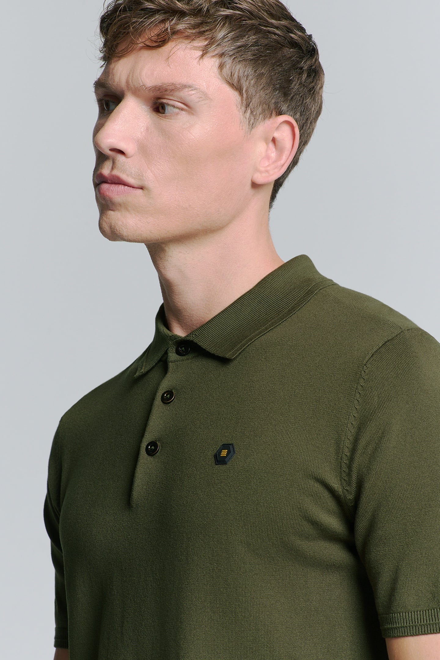 PULLOVER SHORT SLEEVE POLO BUTTON SOLID DARK MOSS 7